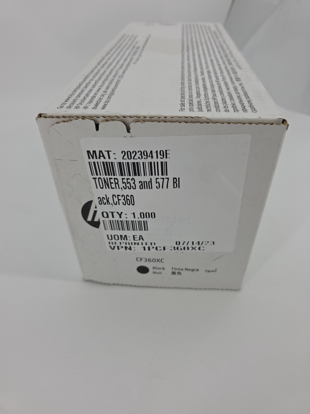 HP 508X CF360X CF360XC Black High Yield Toner Cartridge Jet Intelligence QTY