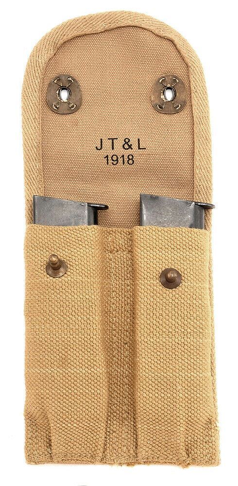 US WW1 COLT 45 AUTO DOUBLE MAGAZINE POUCH Marked JT&L 1918