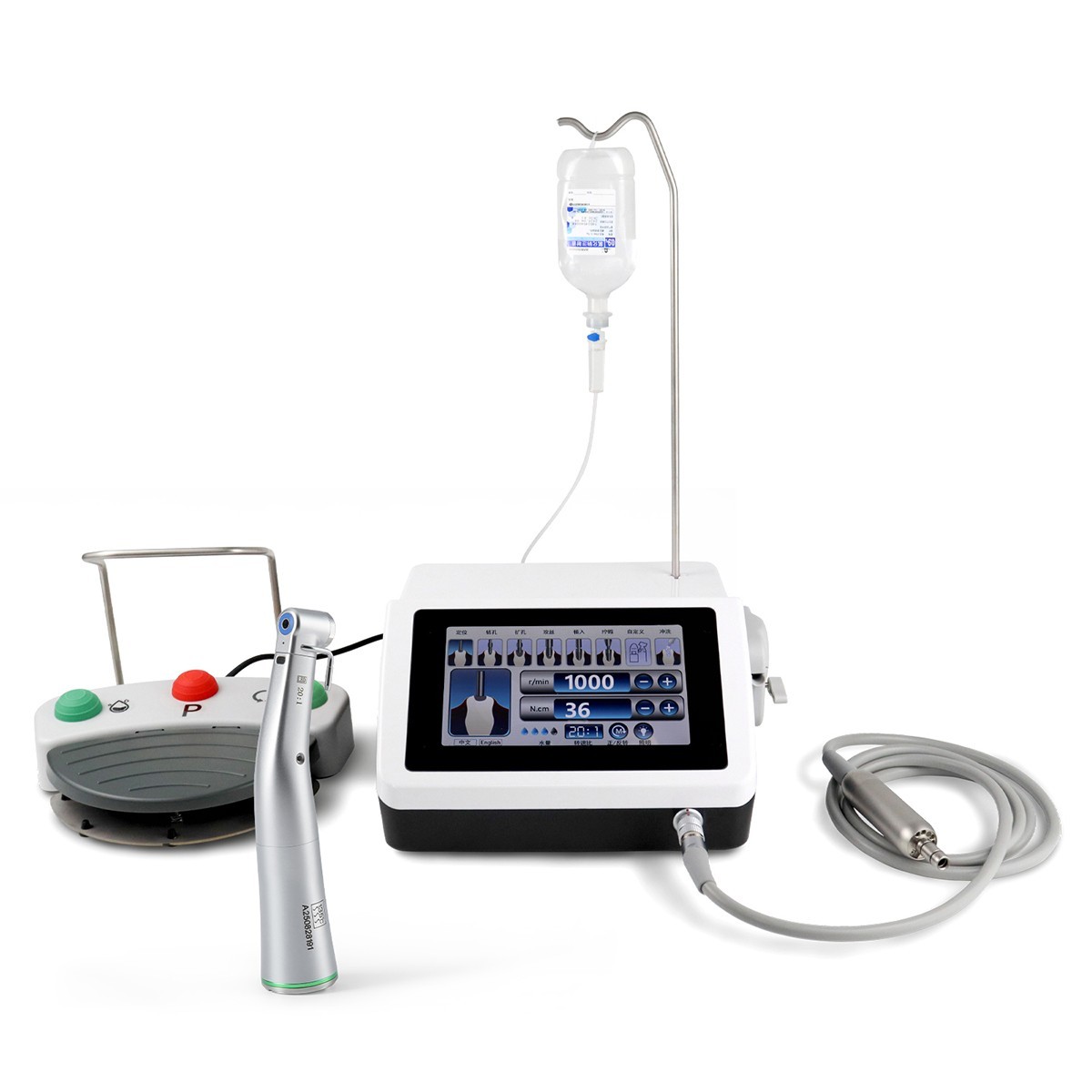 AZDENT Dental Brushless Implant Motor +20:1 LED Contra Handpiece Touch Screen