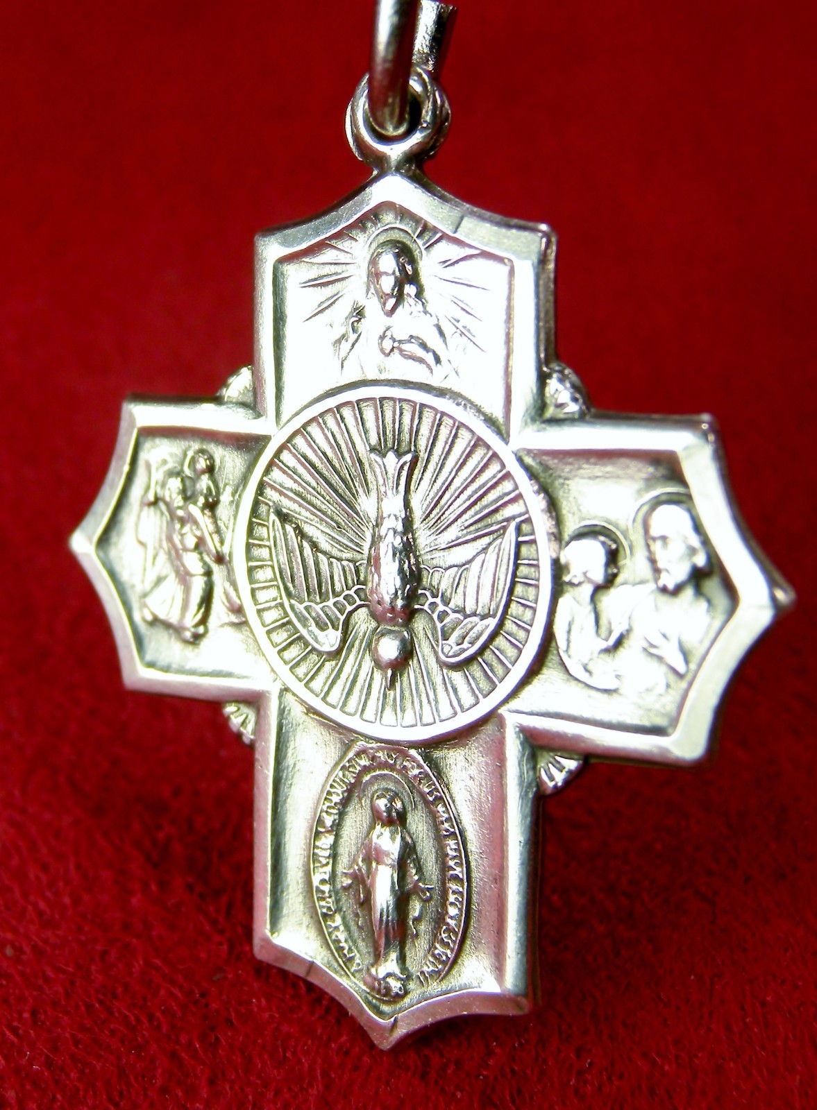 Chapel Sterling WWII GI’s Dog tag Chain Miraculous Medal Scapular Holy Spirit