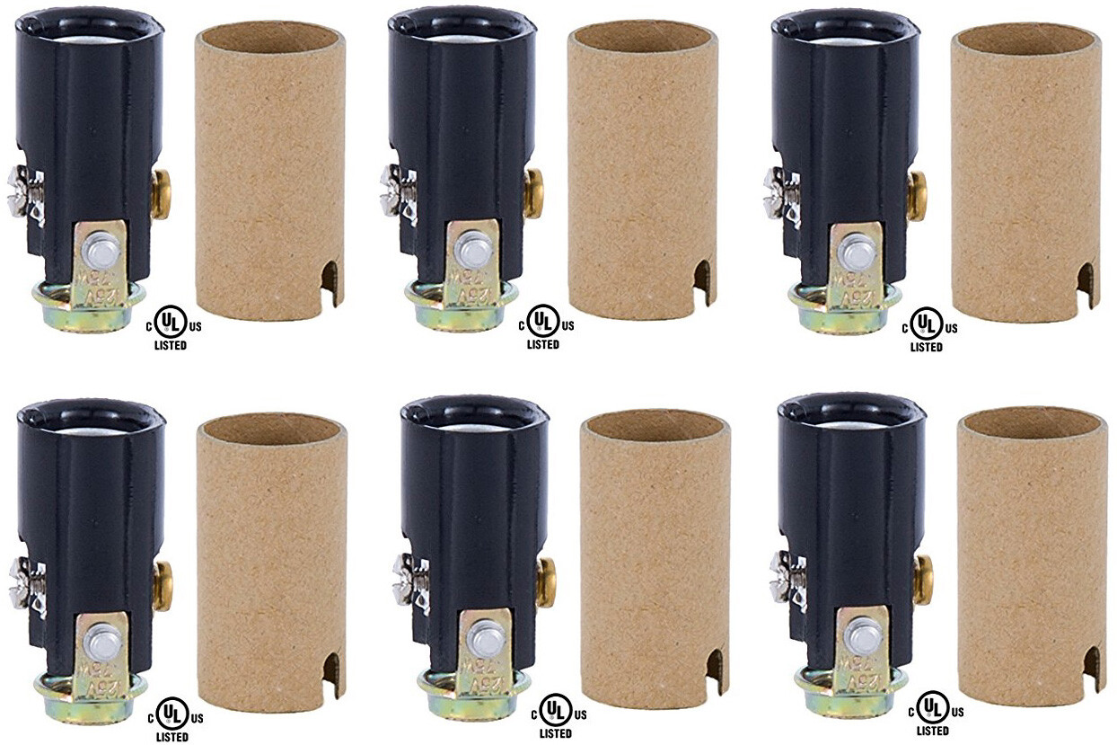 Candelabra Base Keyless Phenolic Socket, 1-1/2 Inch High, 1/8 IP Female, 6 pack