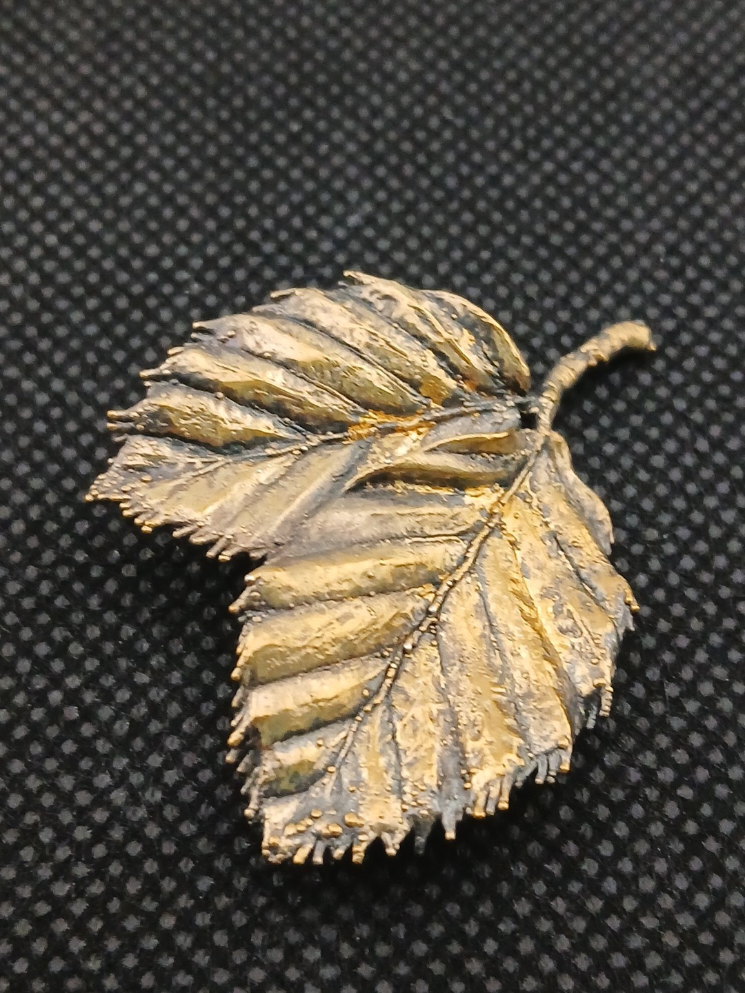 1953 24k gold vermil 925 sterling Flora Danica Danish Botanical leaves brooch