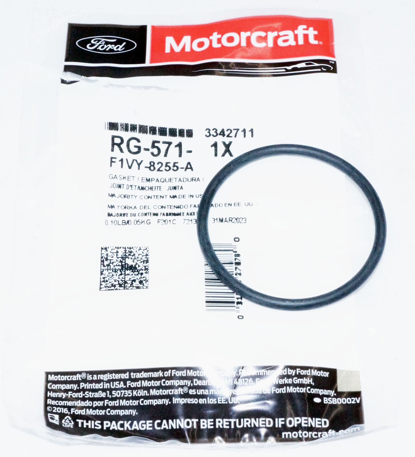 Genuine OEM Motorcraft RT1254 Engine Thermostat and RG571 Gasket Seal Kit 92-11