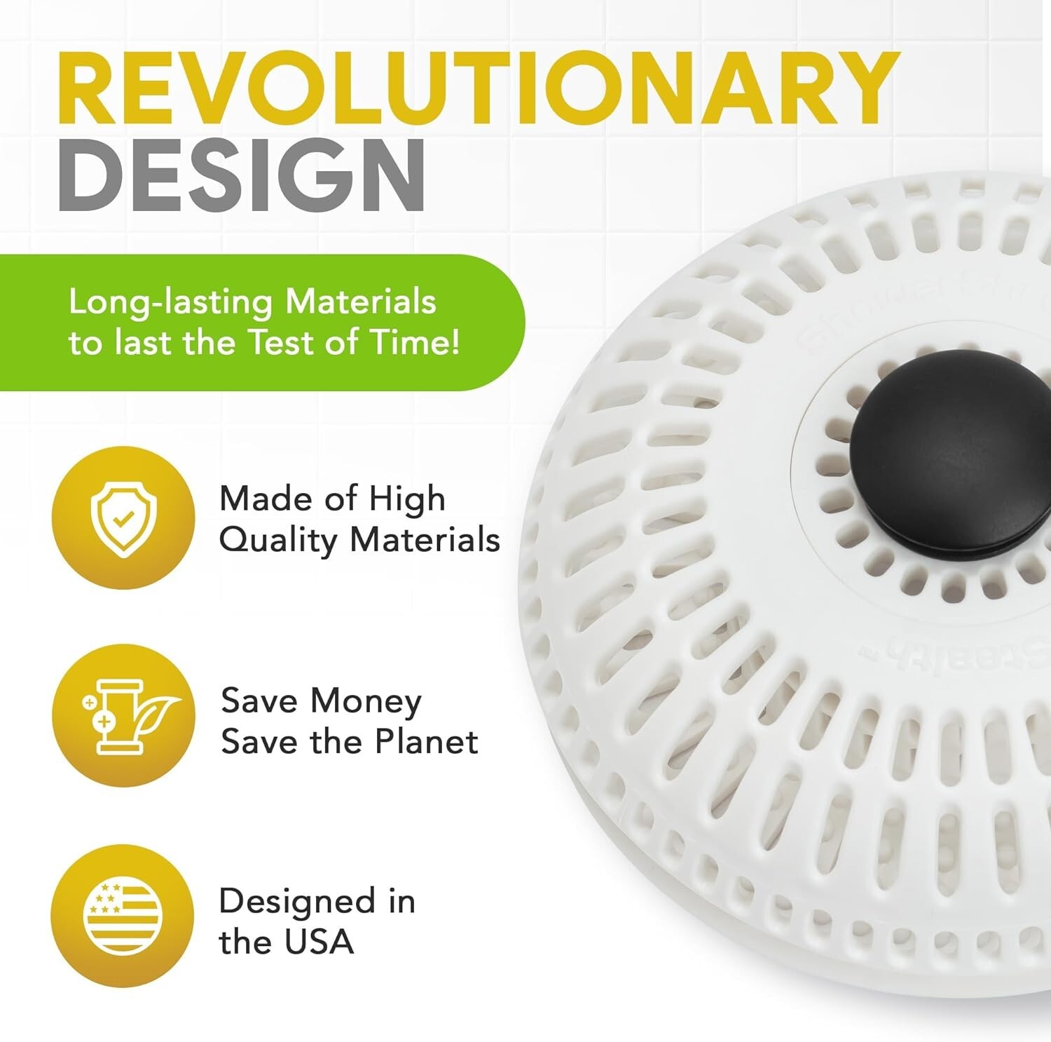 ShowerShroom Stealth Shower Hair Drain Catcher - Hair Stopper for Shower Drain