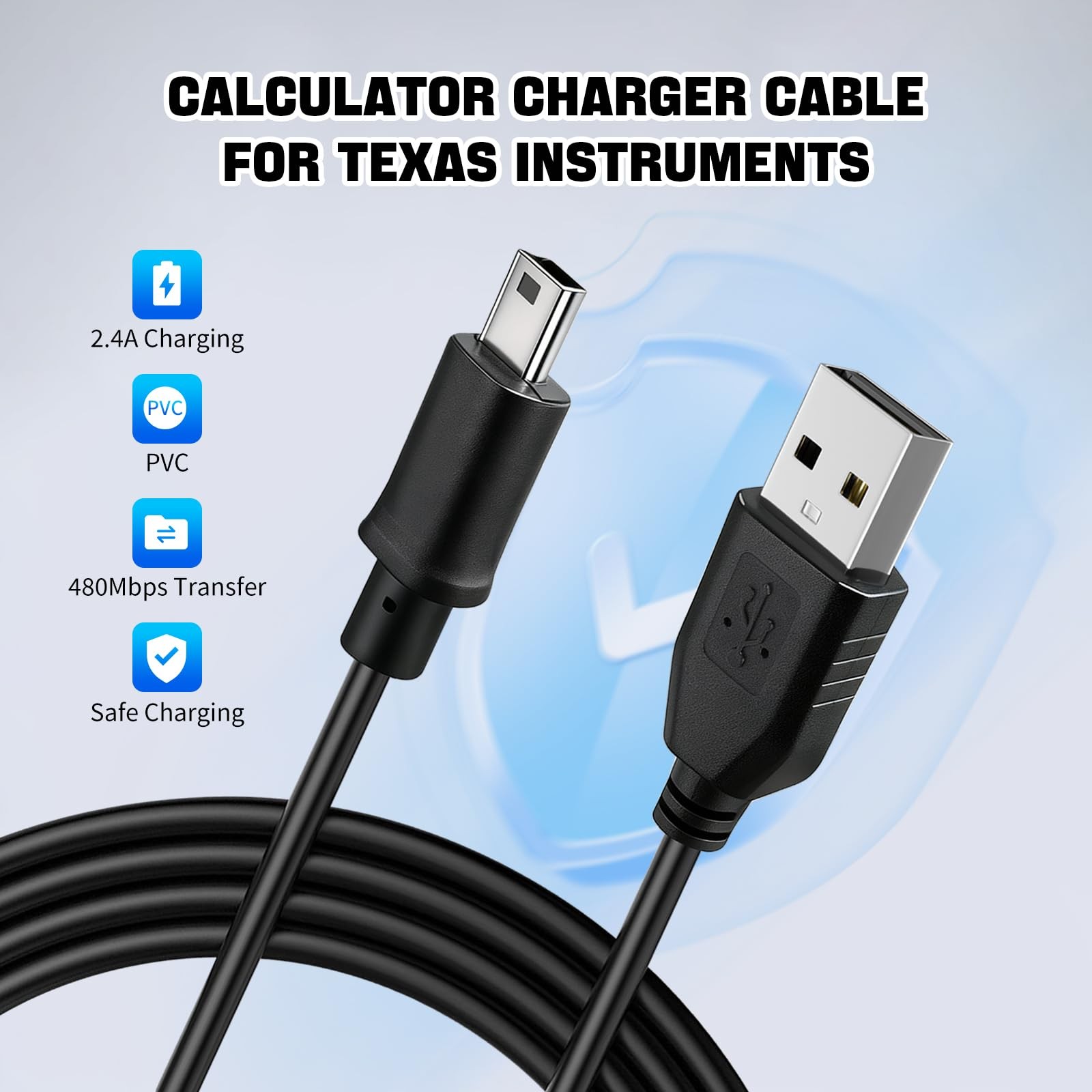 Ti-84 Plus ce Charger, ti84 Charger Cable for Texas Instruments Black