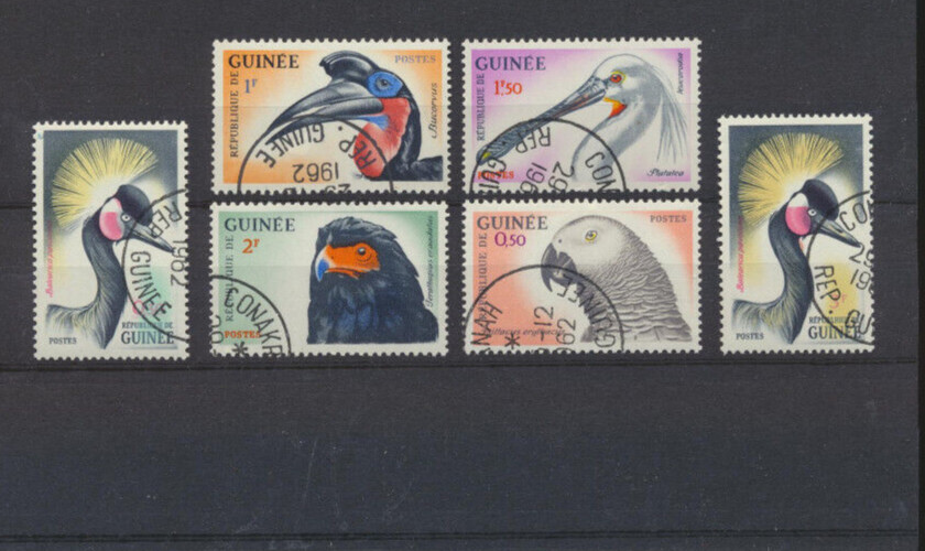 Birds Guinea 6 Different Stamps