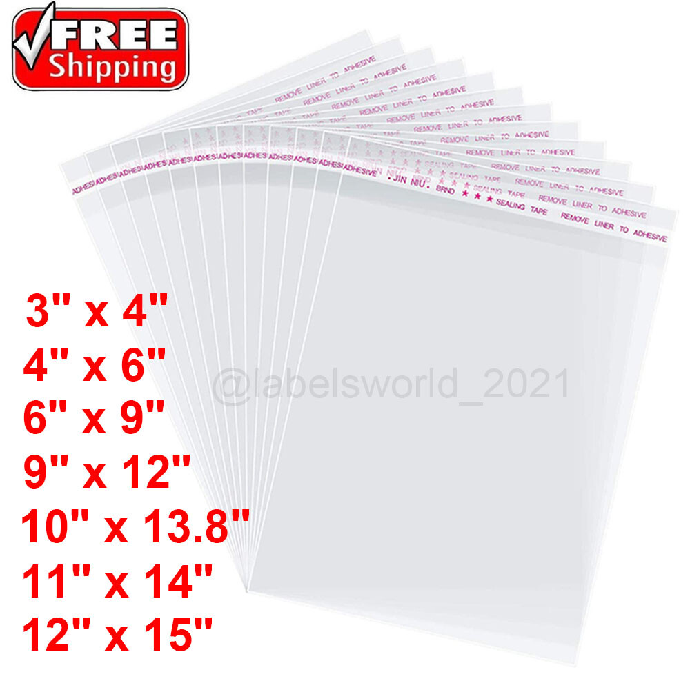 Clear Plastic Bags Resealable Self Seal Cello Bag Lip Tape Poly Apparel T-Shirt