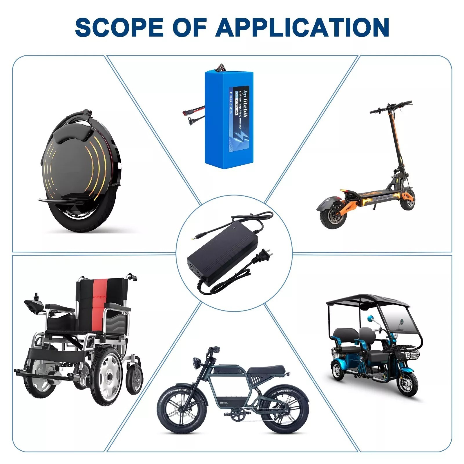 54.6V 2A/5A Smart Battery Charger For 48V Lithium Battery Electric Bicycle