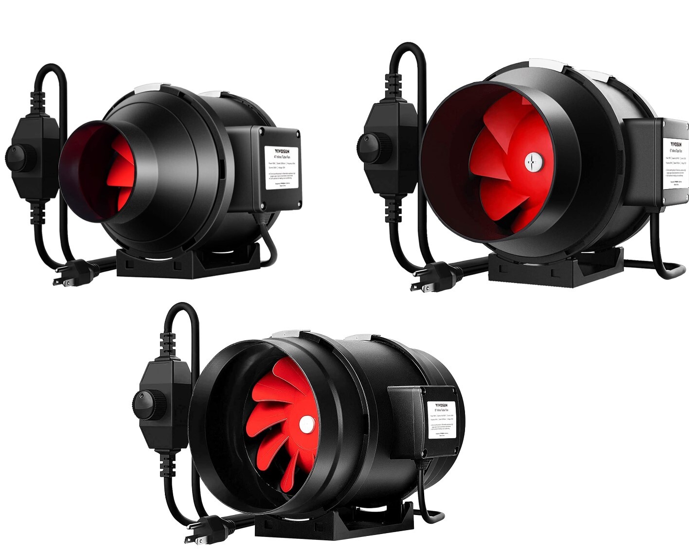 VIVOSUN 4/6/8" Inline Duct Fan Variable Speed Controller HVAC Exhaust Blower Kit