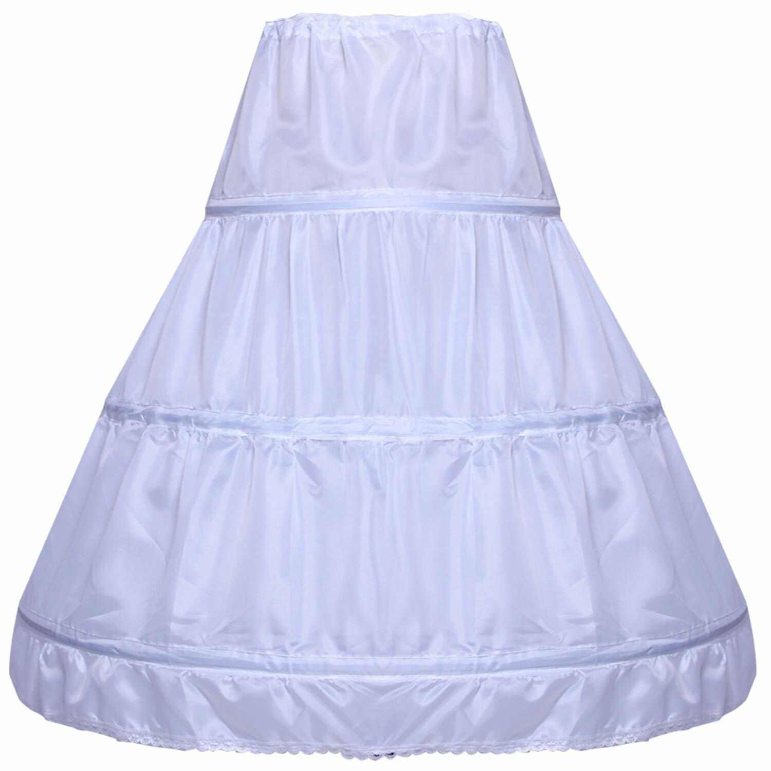 3 Hoop Crinoline Girls Wedding Petticoat Children Princess Dress Underskirt US