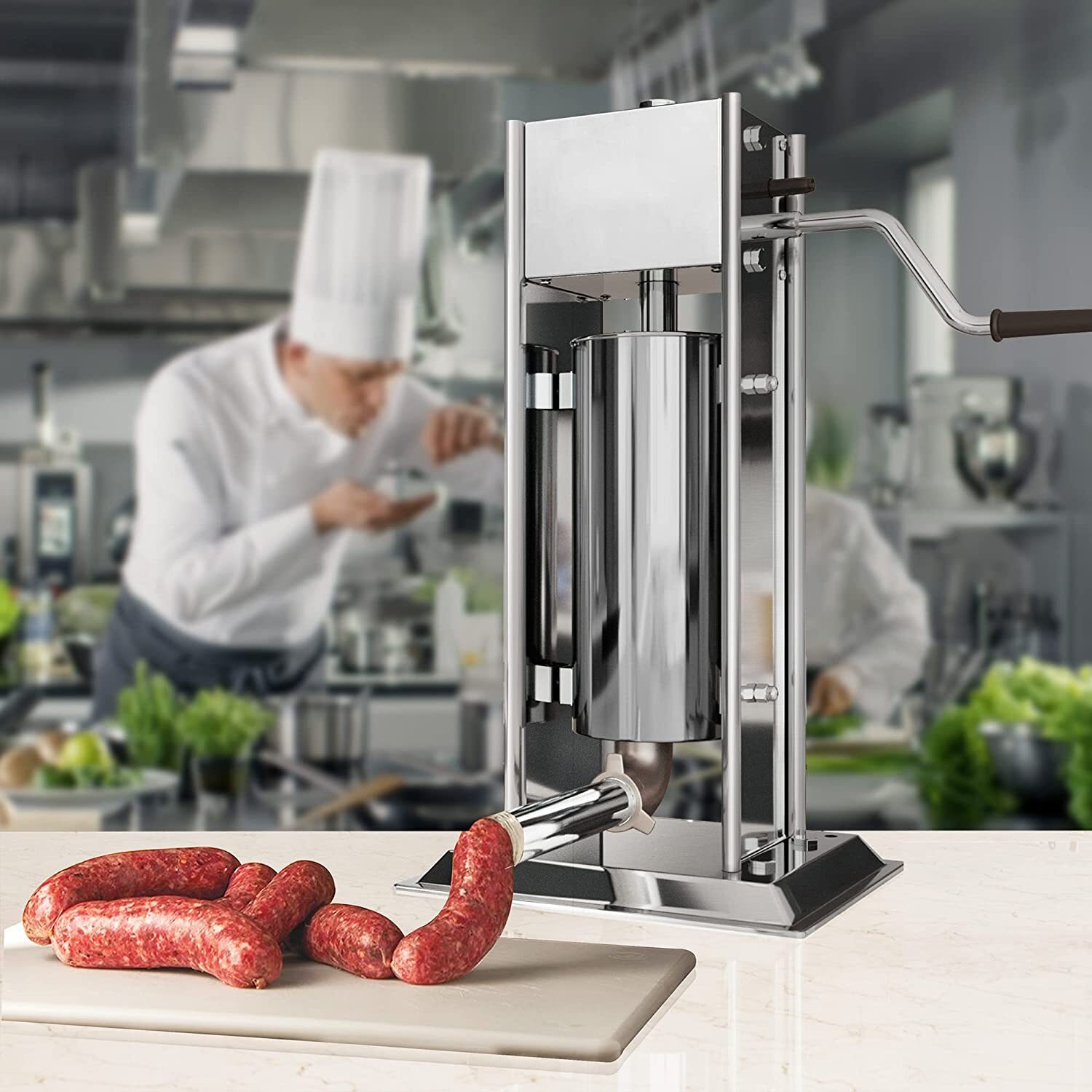 15LB/7L Sausage Stuffing Machines Stainless Steel Commercial w/ 4 Stuffing Tube