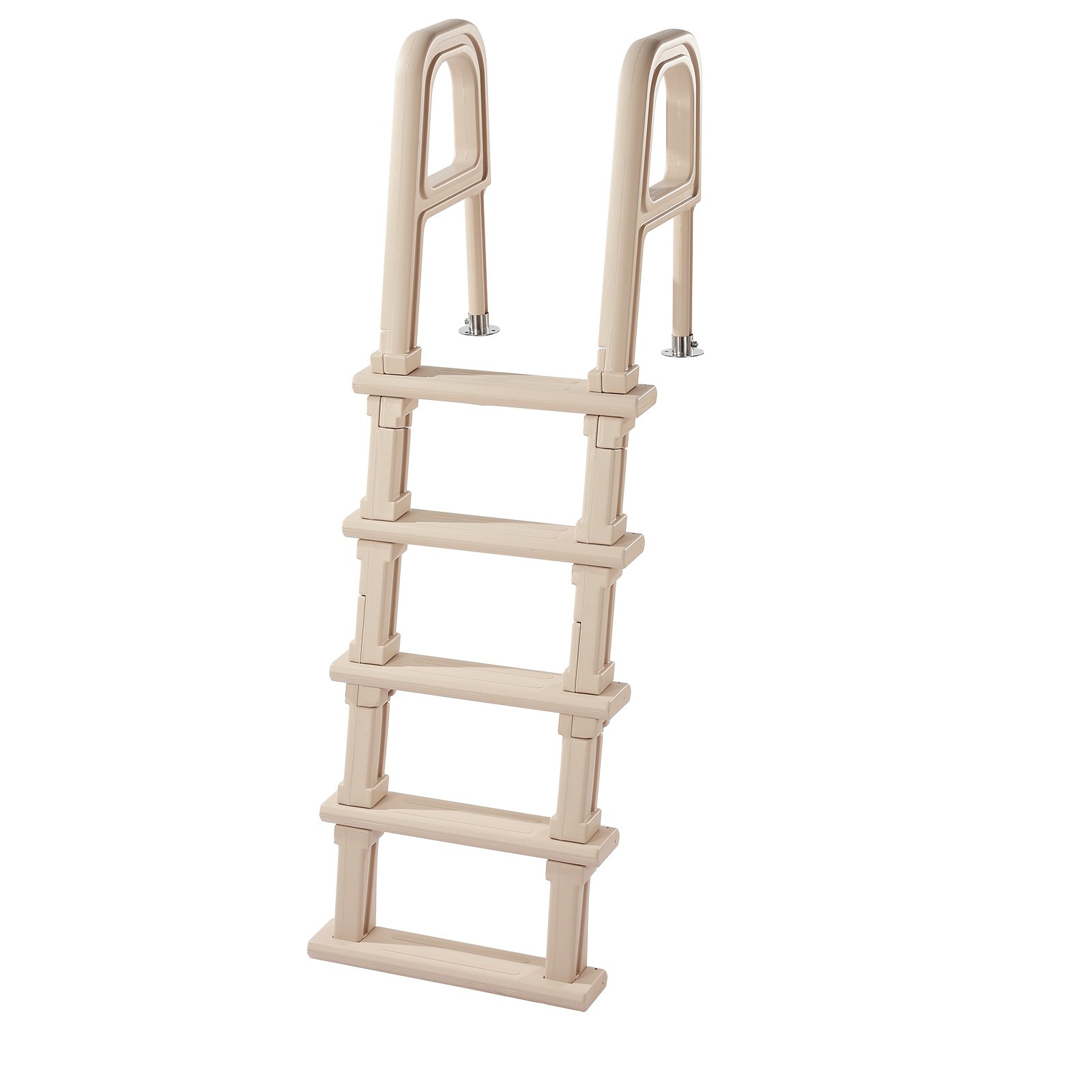 Uimoso Pool Ladder with Angled 5 Steps, Dual Handrails, 48-54in, 300lbs, Taupe
