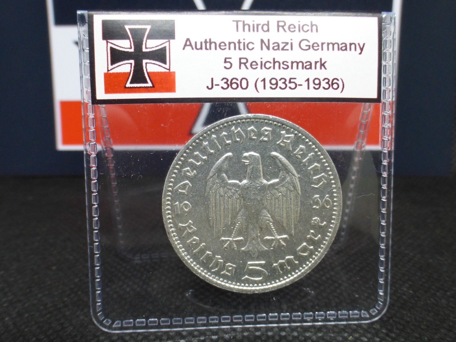 Nazi Silver Coin 5 Reichsmark Third Reich Germany Beautiful Hindenburg WW2 Relic