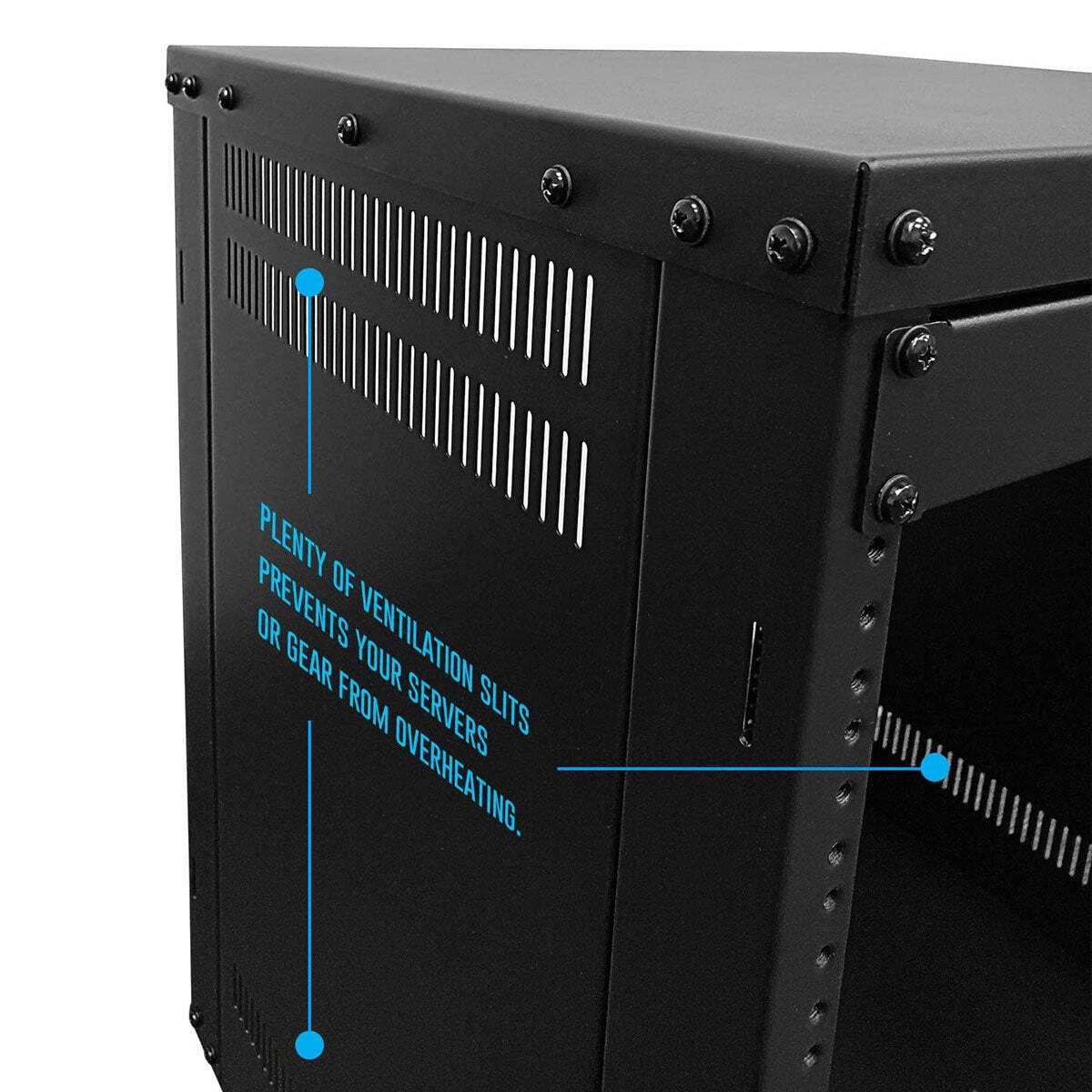 AxcessAbles 12U 19-Inch AV Rolling Equipment Rack Cabinet with Locking Wheels