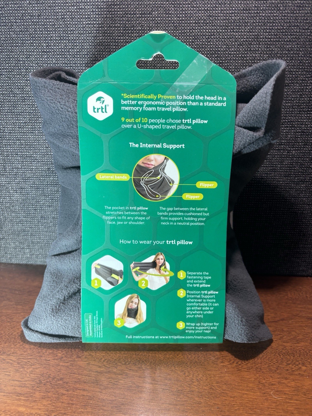 Trtl Travel Neck Pillow, Grey - Lightweight, Unisex Travel Neck Support