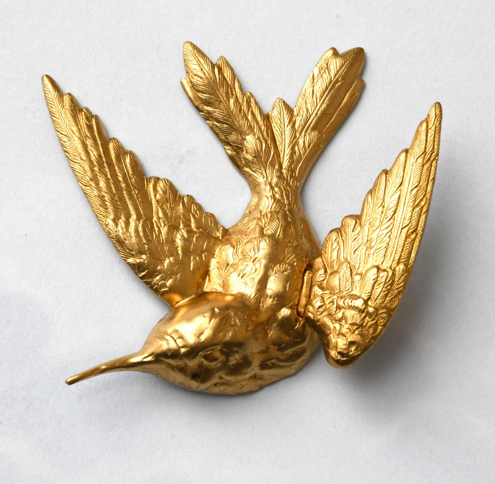 GIGANTIC 3D Hummingbird Brass Stamping Vintage Miriam Haskell Bird Brooch Parts