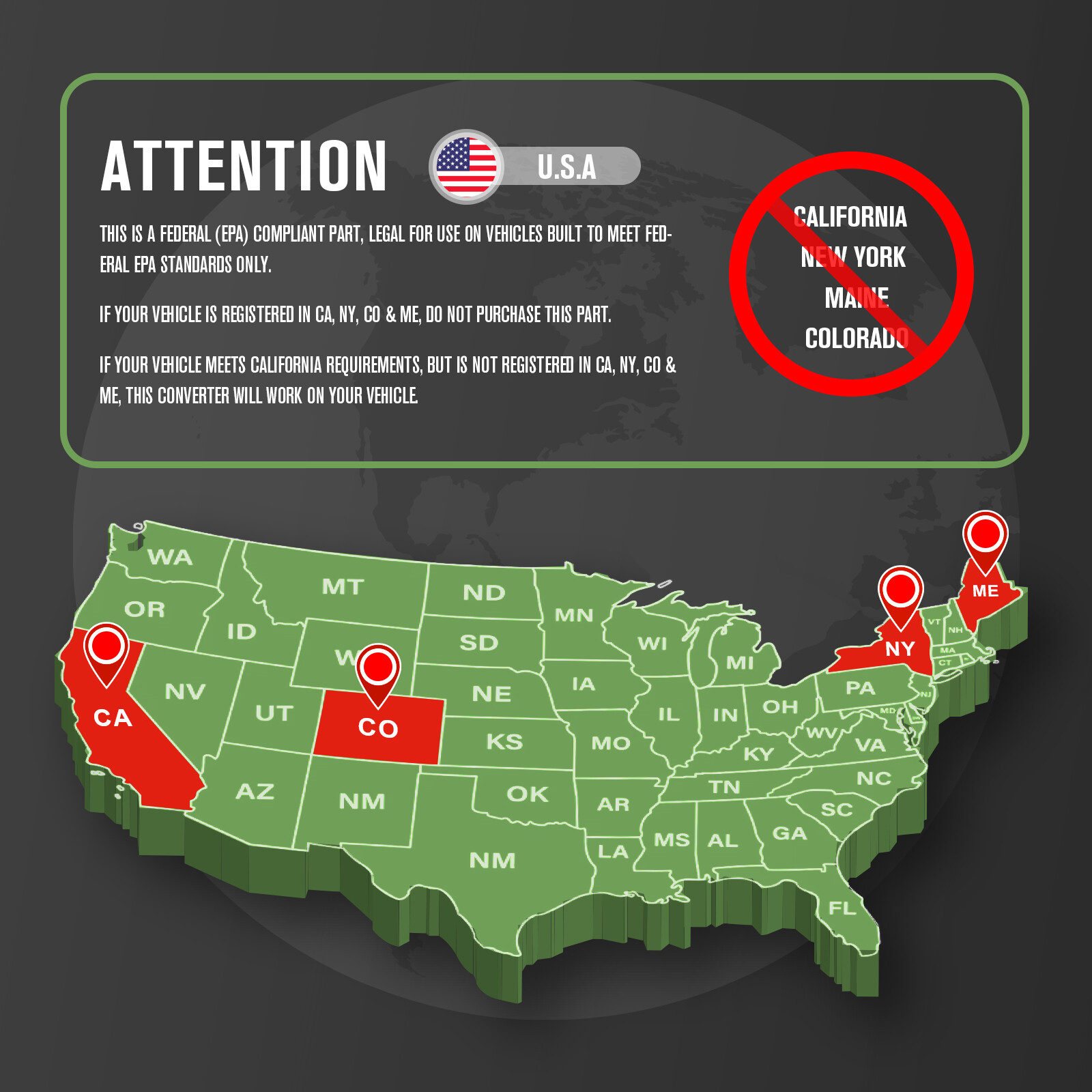 Pair Catalytic Converter For 2011-2014 Chrysler Town & Country / Dodge 3.6L EPA