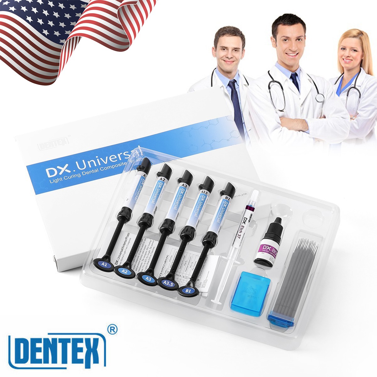 Lot Dental Universal Light Cure Composite Resin A1-B1 Etching Gel Adhesive Kit