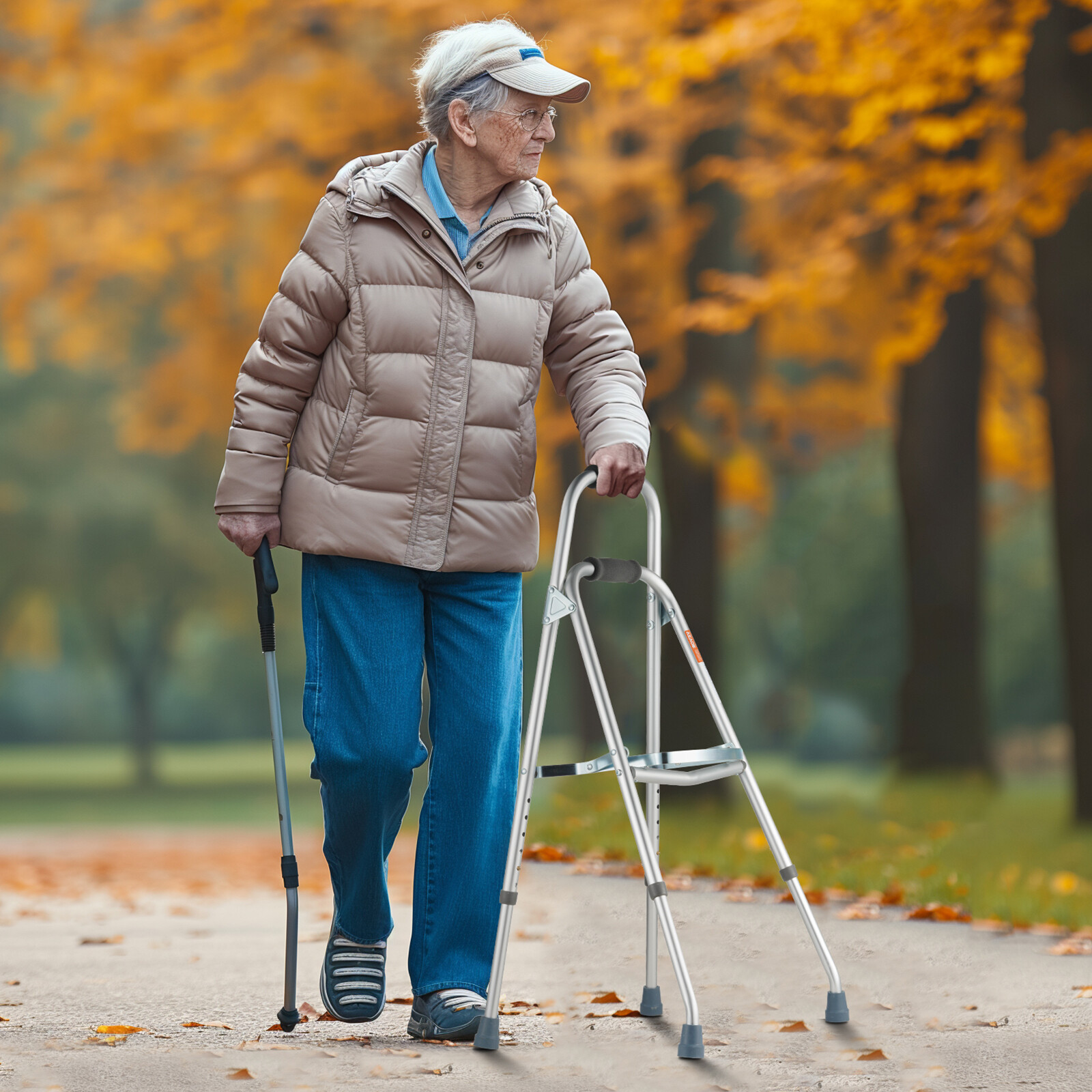 VEVOR Folding Hemi Walker One Arm Mobility Walker for Senior & Adjustable Height