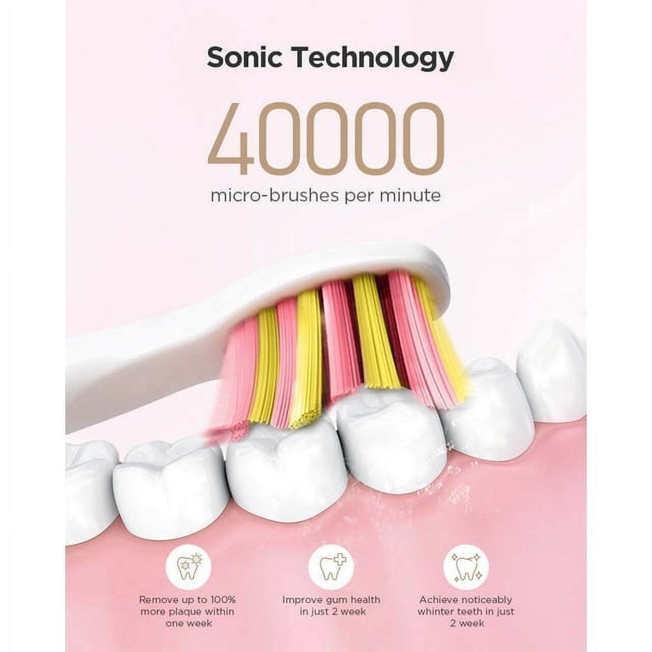 Fairywill Sonic Electric Toothbrush USB Rechargeable 5 Modes 6 Brush Heads Timer