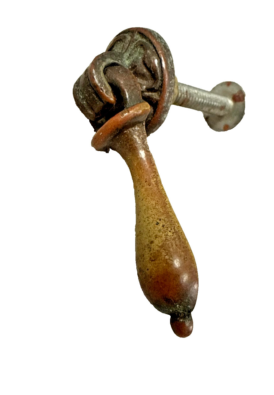 Vintage Teardrop / Pendant Drawer Pull Brass Tone Furniture Hardware Aged Patina