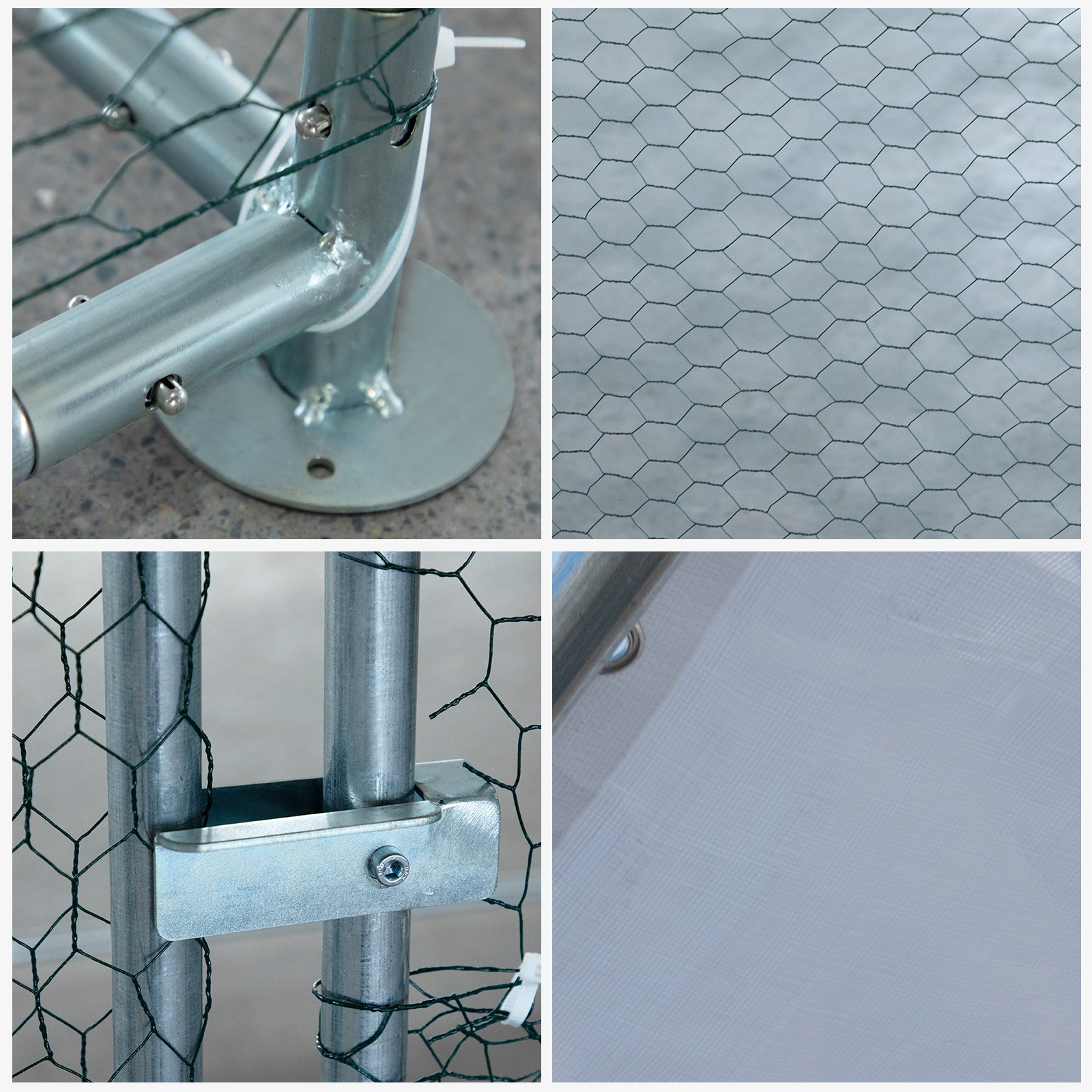 10 x 20 x 6.6FT Large Metal Chicken Coop Walk-In Chicken Run Peaked Roof w/Cover