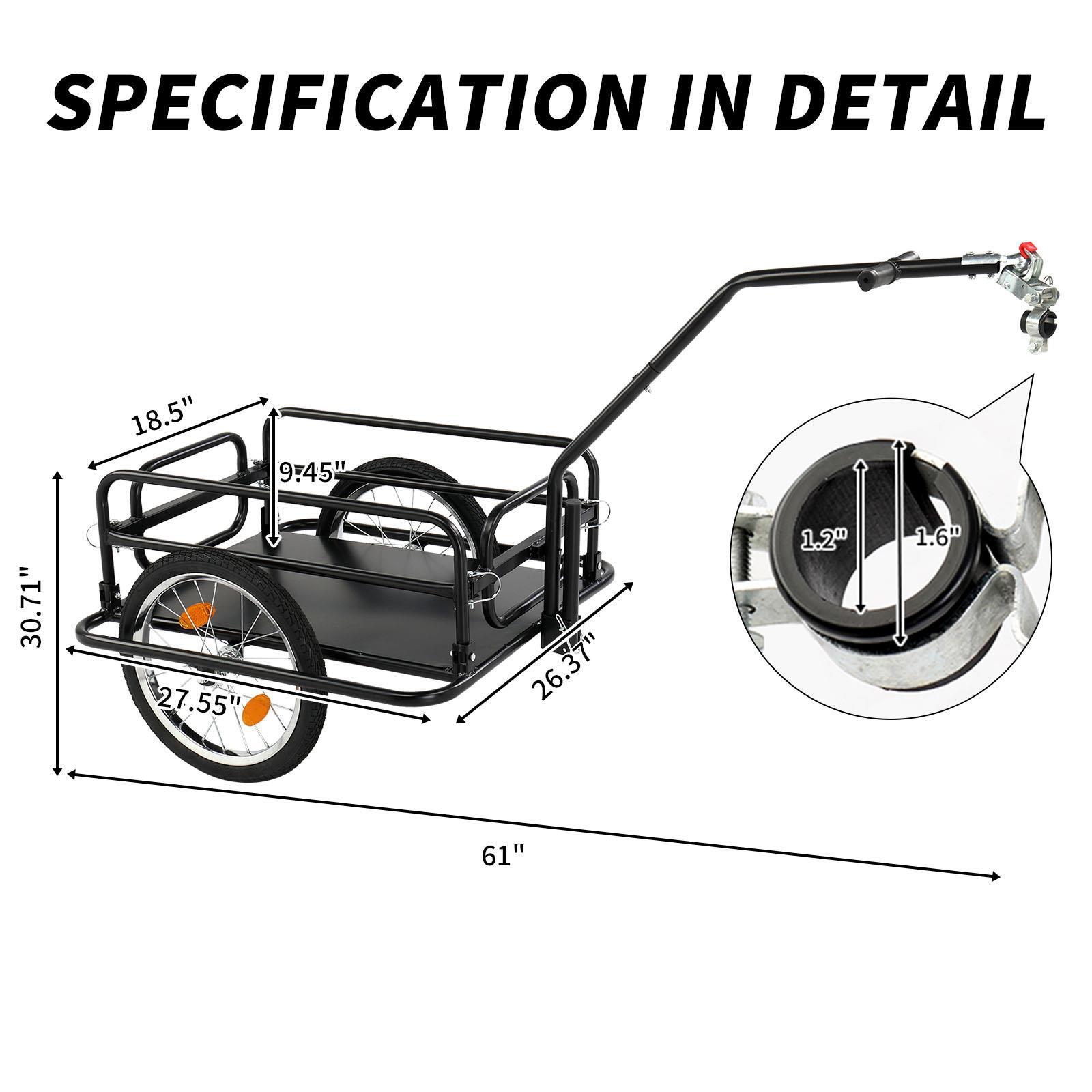 Bike Cargo Trailer Bicycle Carrier Shopping Luggage Storage Cart with Hitch