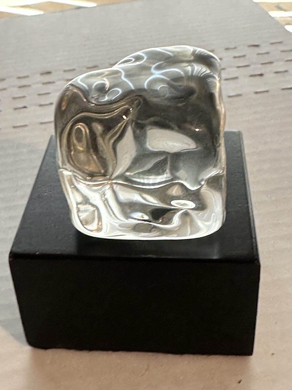 Hans Godo Frabel Studios Glass ICE CUBE Sculpture Paperweight Signed 1988 RARE