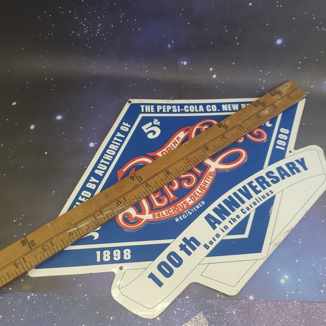 RARE Pepsi Cola Diecut Embossed Metal Sign 100th Anniversary New Bern NC 1998
