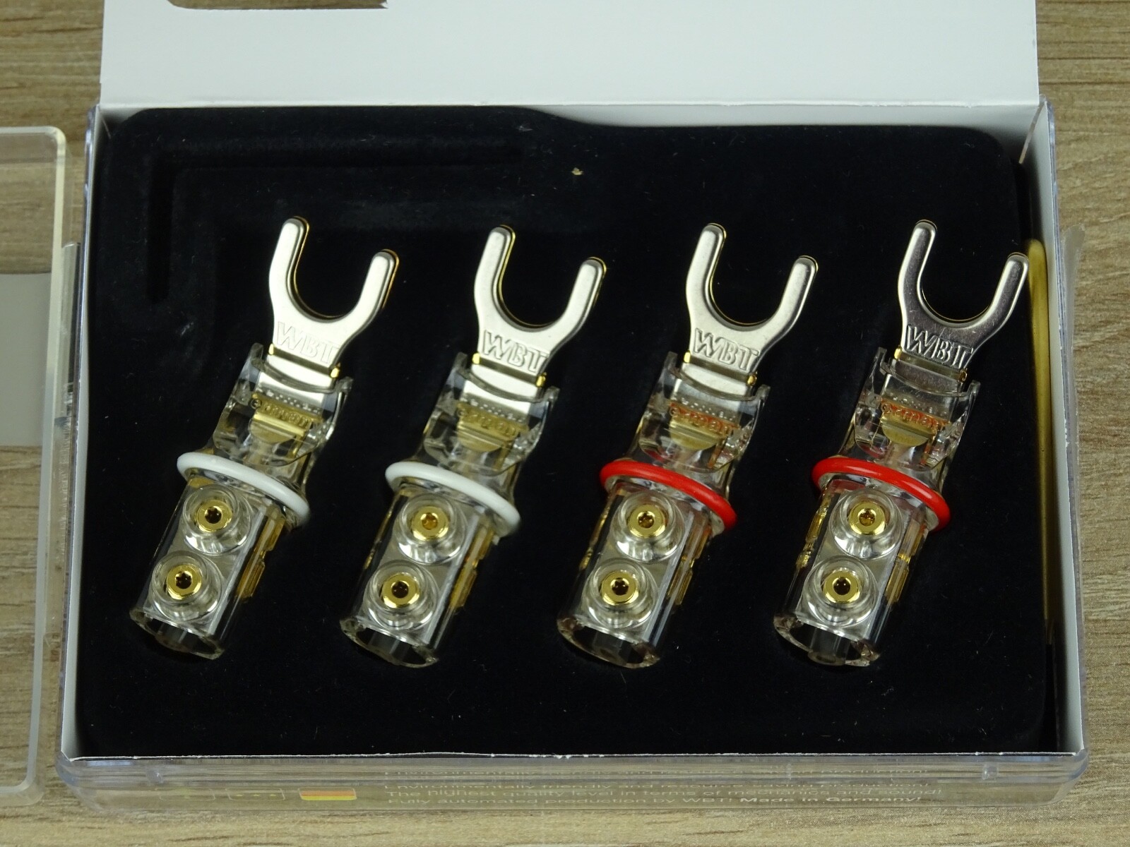 WBT 0681CU cable lug made of pure copper, 8 mm fork new + original packaging nextgen 2x red 2x white