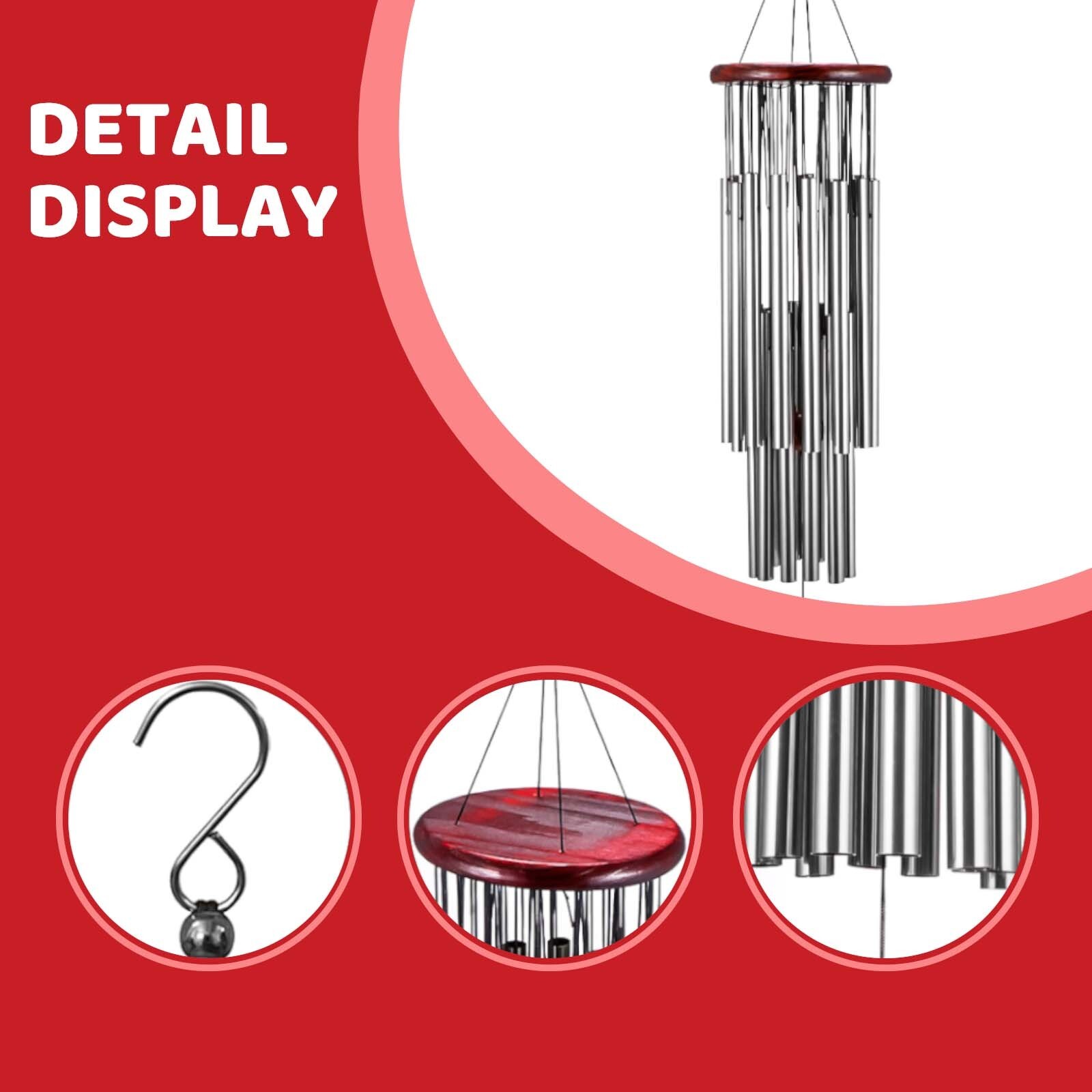 4Pcs 27 Tubes 33.5in Windchime Chapel Bells Wind Chimes Door Hanging Home Decor