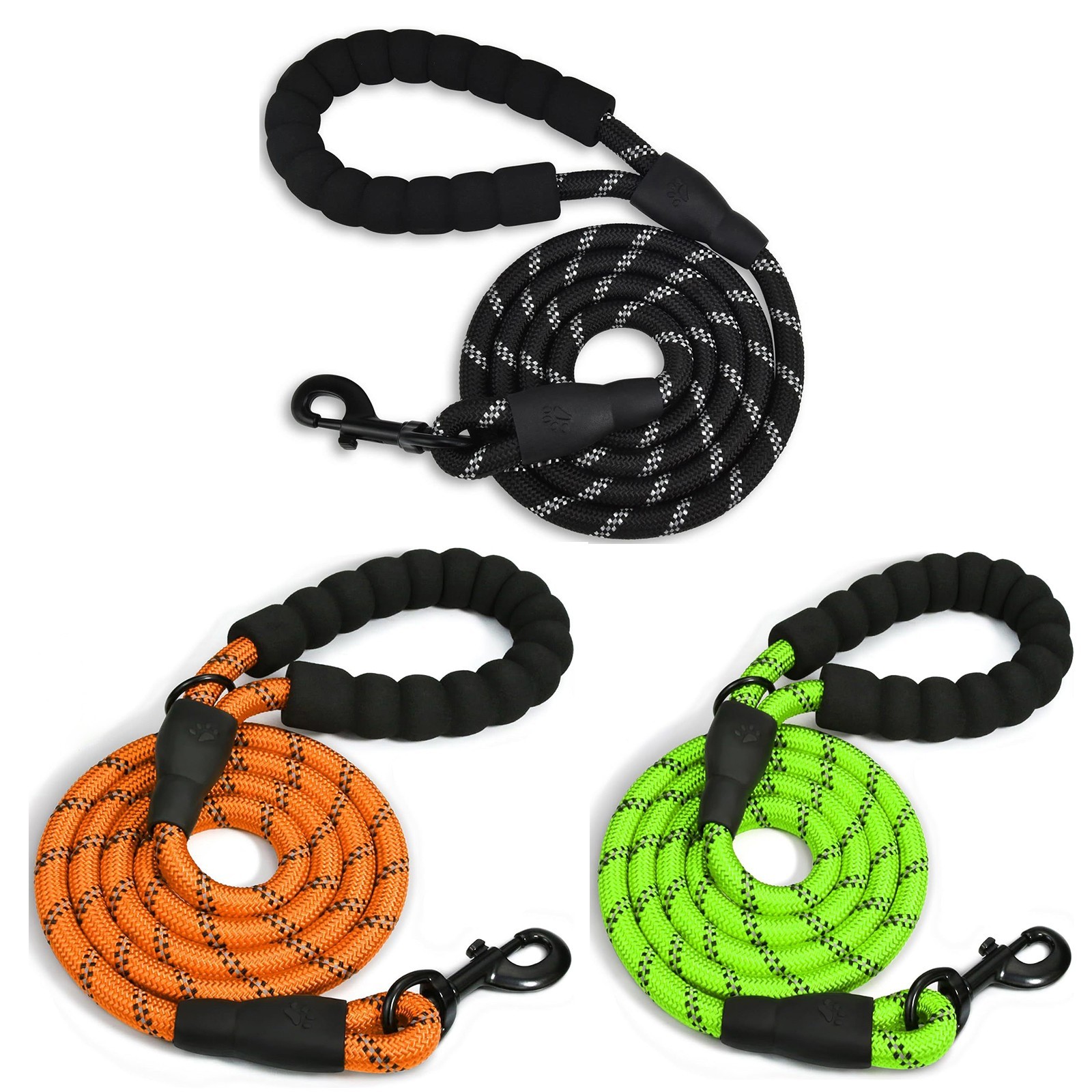 Heavy Duty Reflctive Dog Leash 9.8Ft  for Large Medium Dogs Rope  Walking Leash