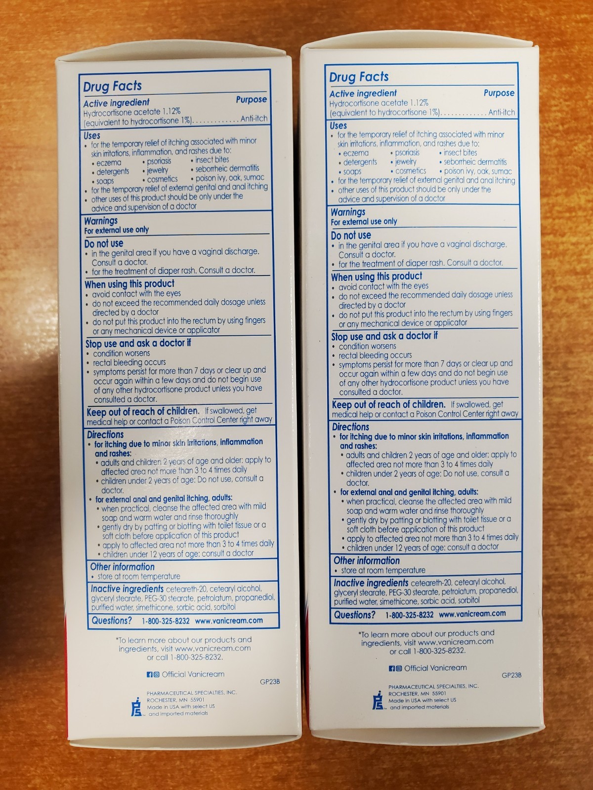 2 Pk: Vanicream HC 1 % Hydrocortisone Cream Sensitive Skin (Exp 4/30/26) 7028