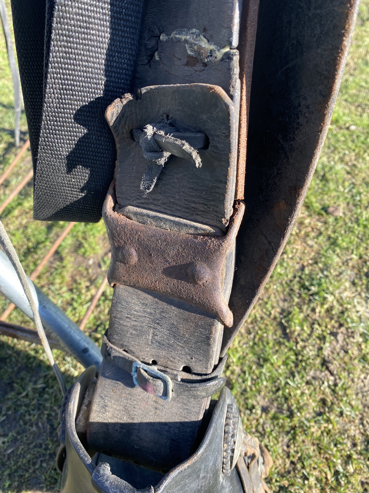 Antique/Vintage J. C. Higgins 15.5” slick seat Western saddle w/tapaderos