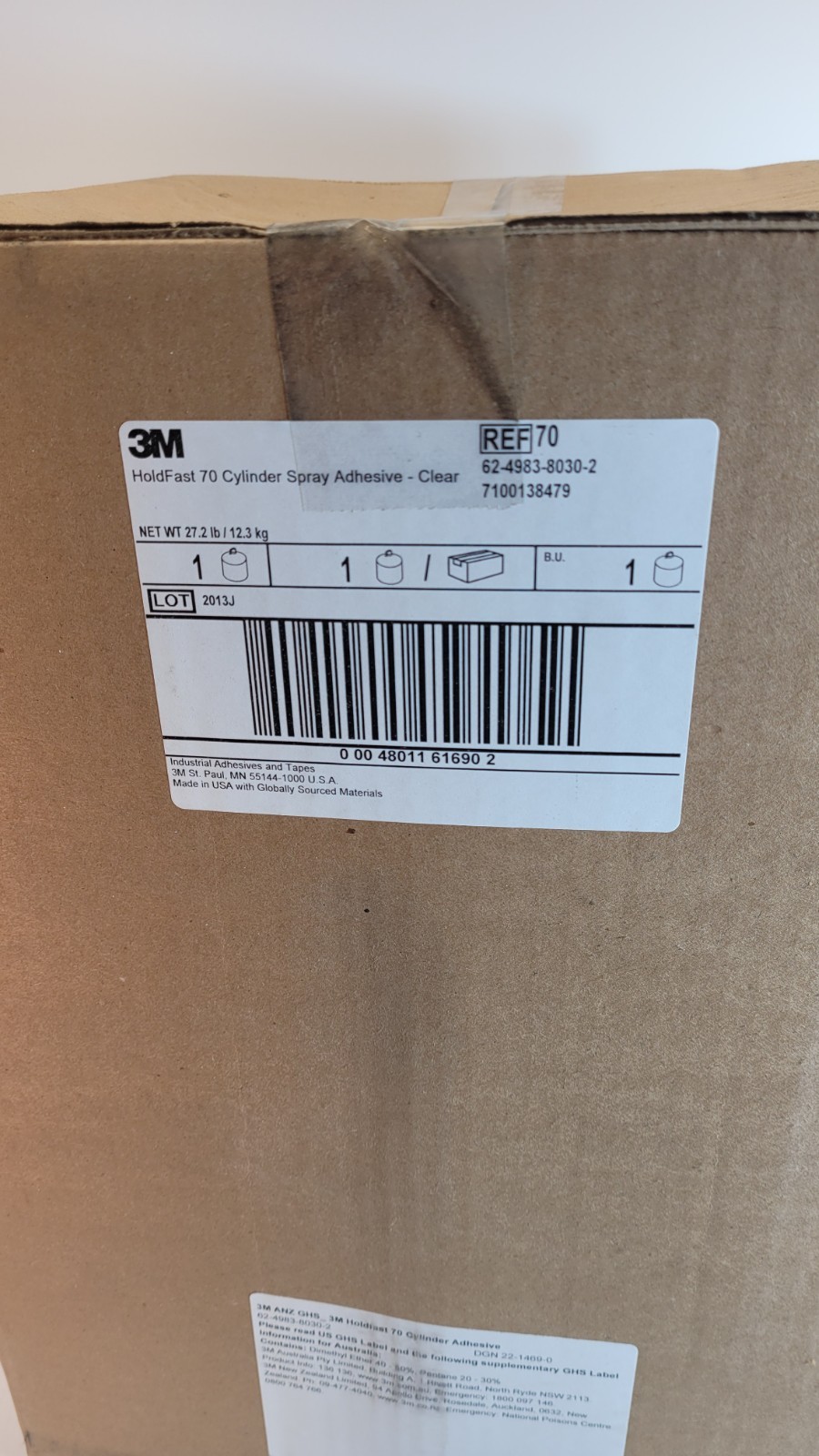 HoldFast 70 Spray Adhesive, 27.3 lbs, Large Cylinder, Clear 3M™ 7100138479