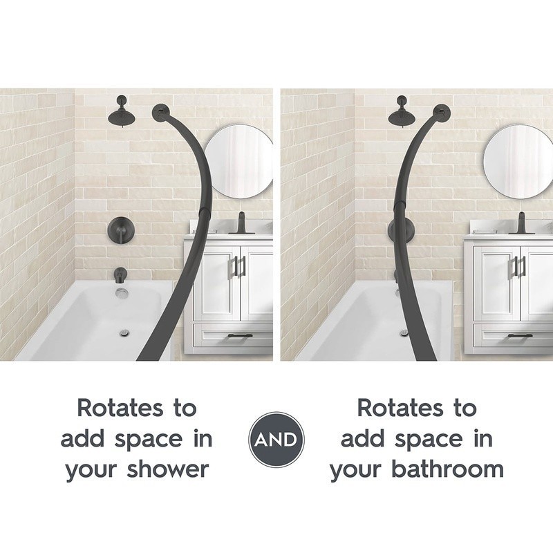 Rust-Proof Curved Rotating Shower Rod Adjustable Elbow Room 45-72 Inch New