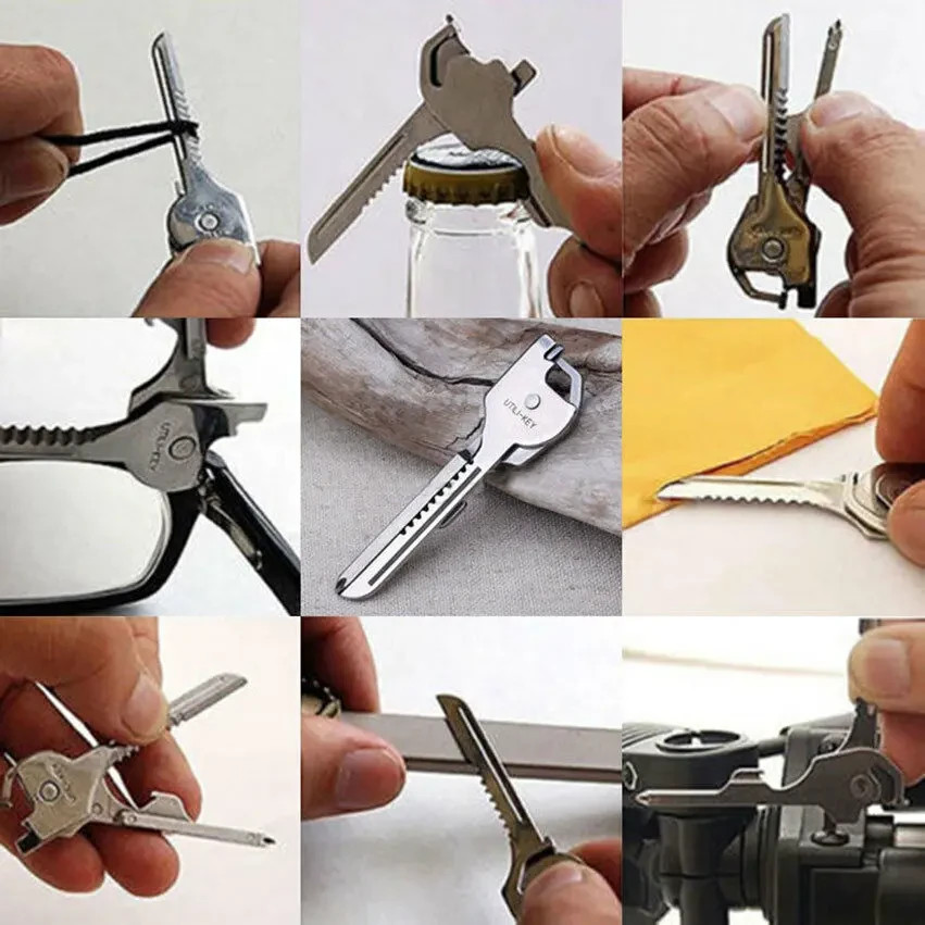 (1) Stainless Steel Swiss+Tech UKCSB 1 Utili-Key 6 In1 Keychain EDC Multi Tool