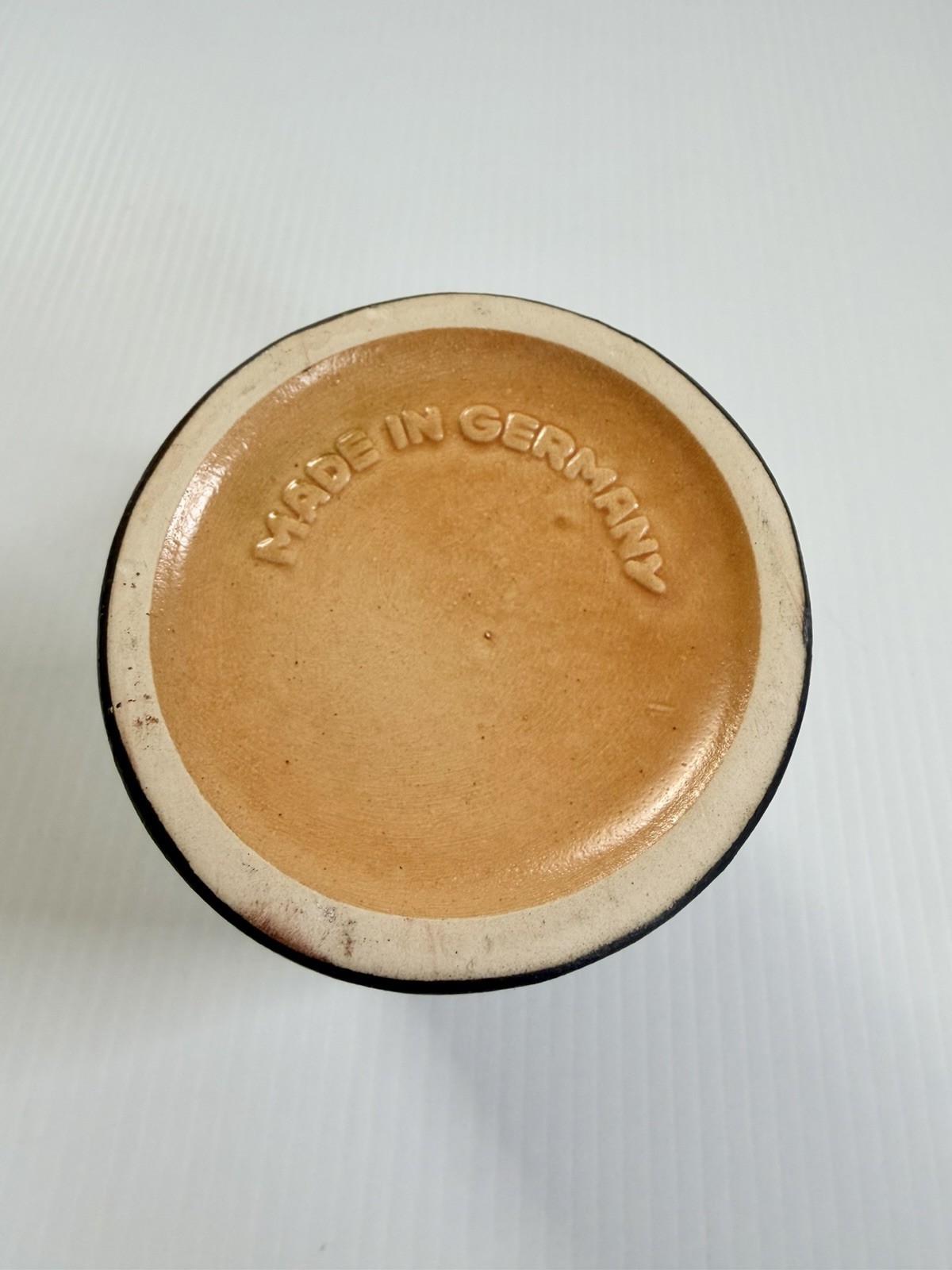 Vintage German Tankard Mug Beer Stein Brown/Orange Medieval Figures In Relief