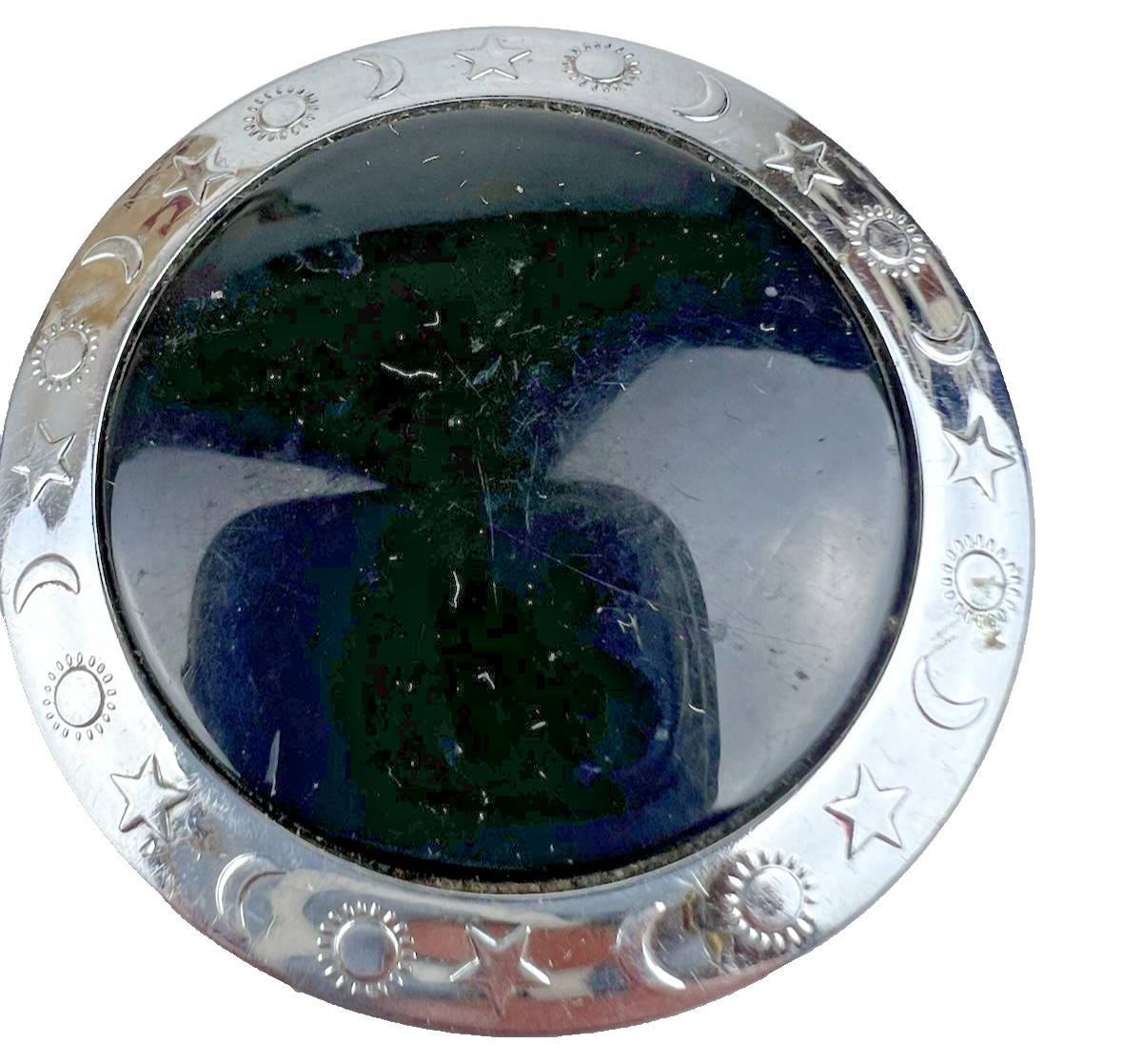 Vintage Star Design Pill Box Silver/Black