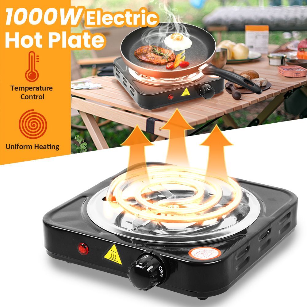 1000W Single Electric Stove Burner Travel Compact Small Hot Plate Dorm Portable
