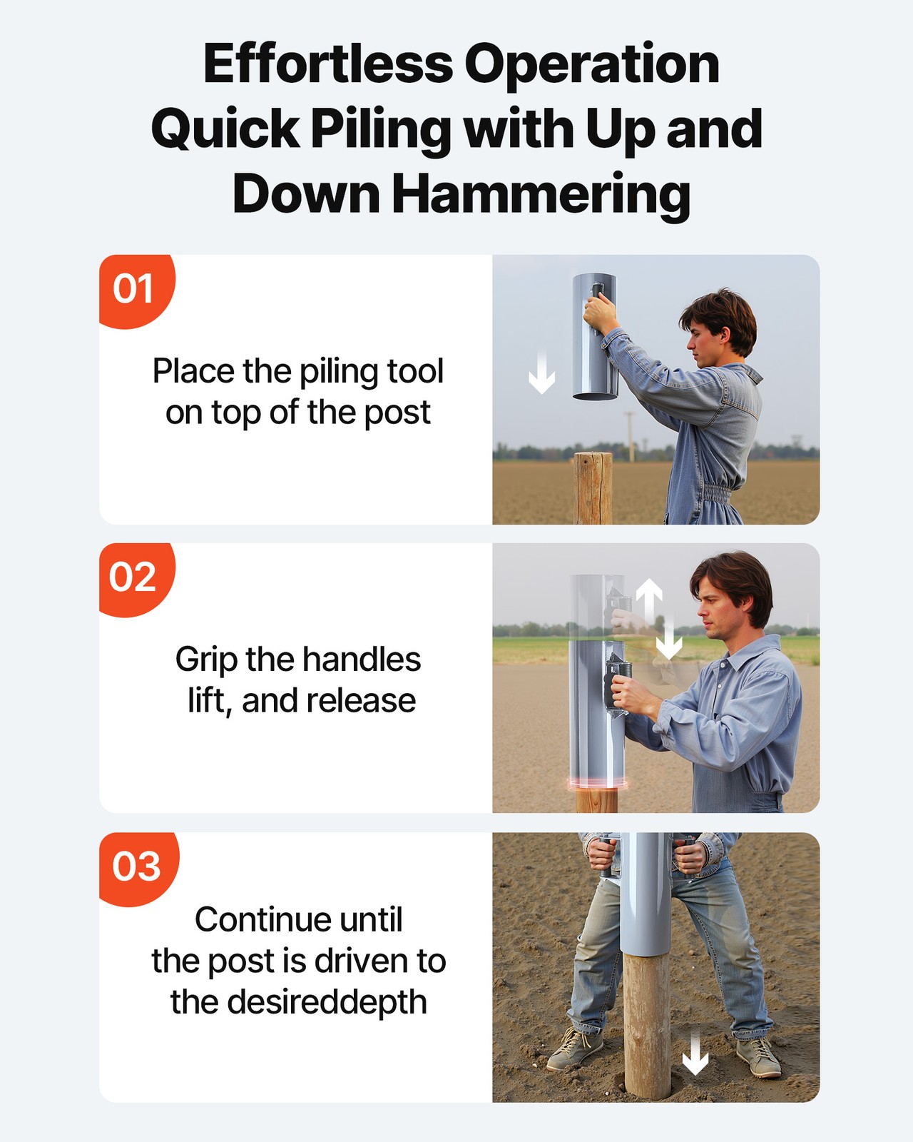 VEVOR Manual Fence Post Driver Heavy Duty T Post Rammer for Farm Garden Yard