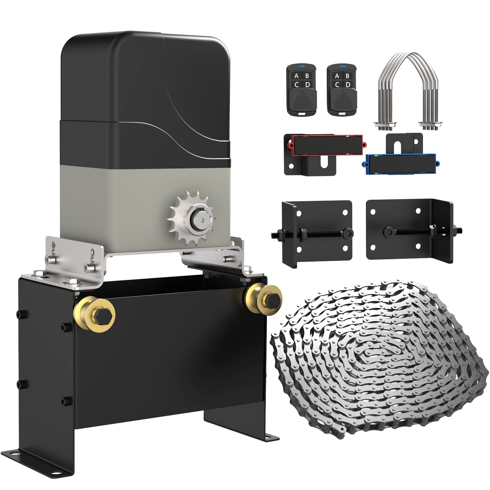 Blütezeit Automatic Chain Sliding Gate Opener 1100lb w/2 Remotes & 16.4ft Chain