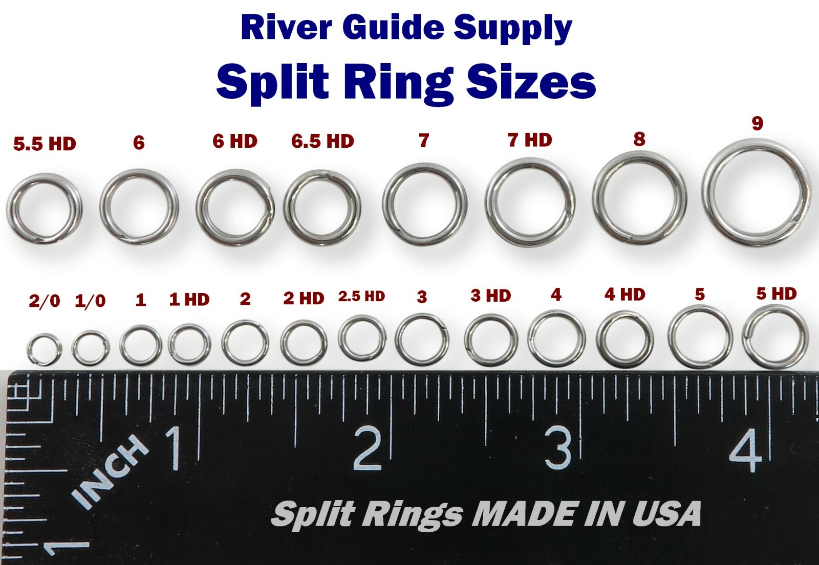 SIZE #2 Heavy Duty Stainless Steel Split Rings 100 Count Pack MADE IN USA HD
