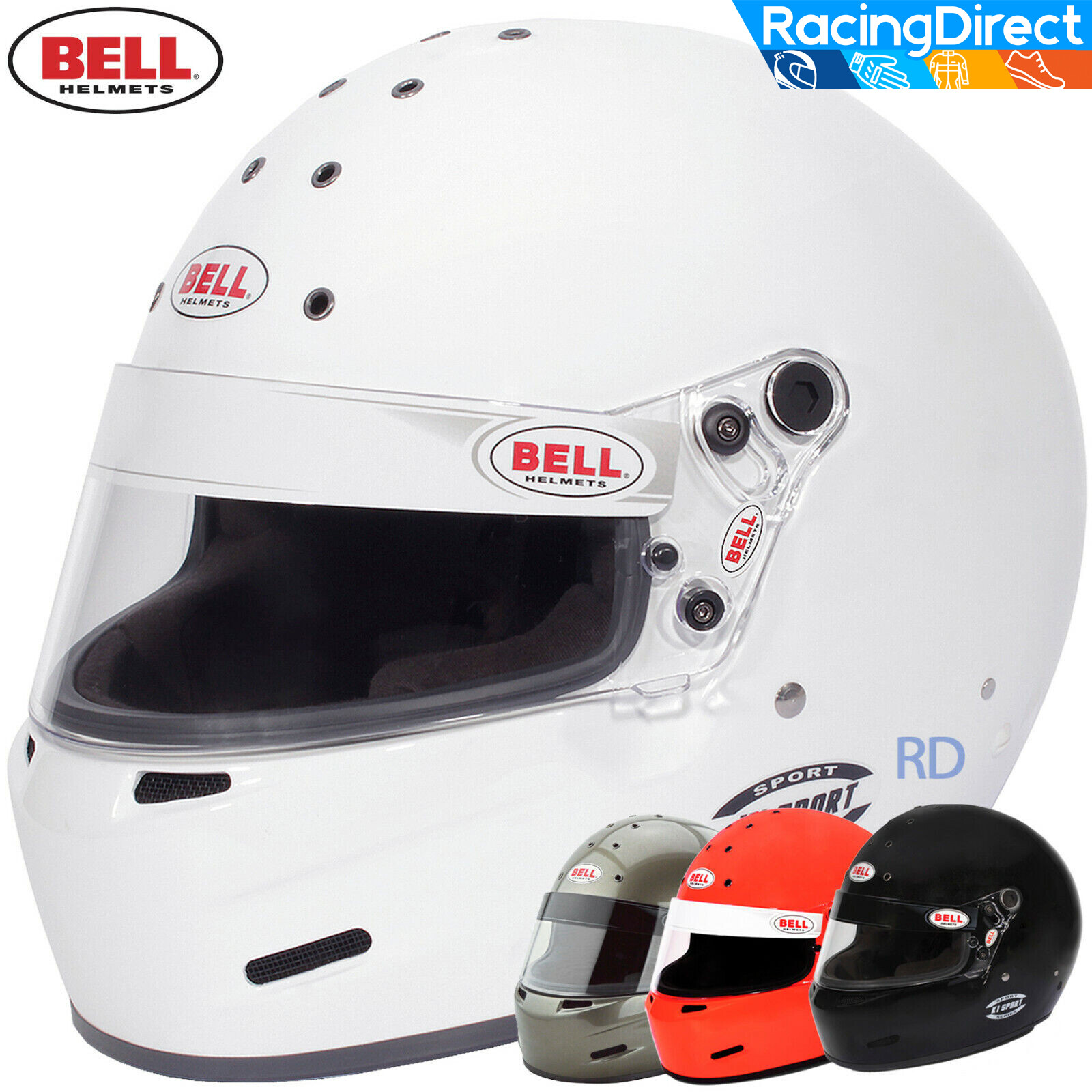 Bell - K1 Sport SA2020 Racing Helmet - Auto / Kart Snell - Black White Titanium