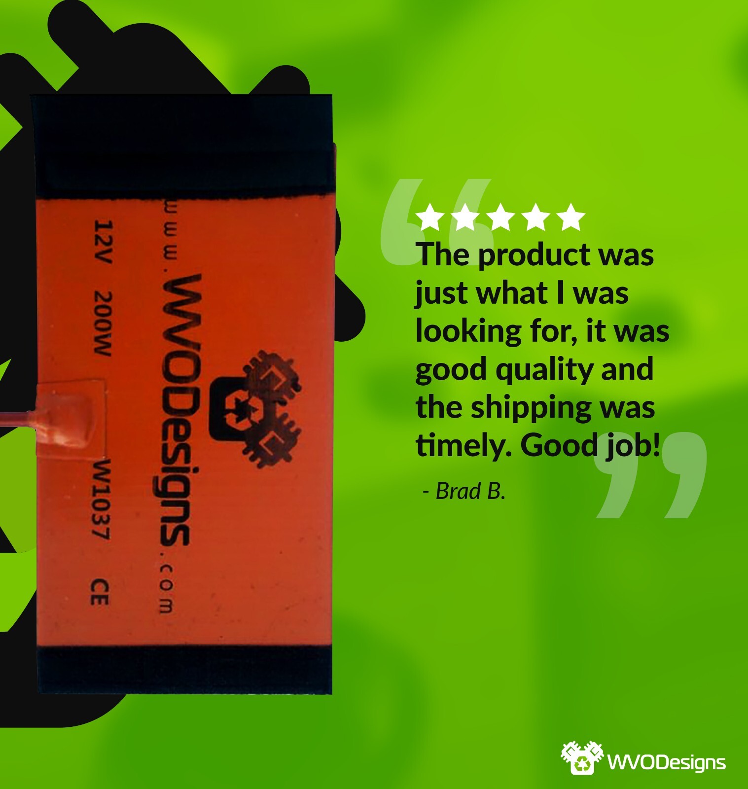 WVO Designs Large Fuel Filter Heater Wrap 200W, 12V (11" x 6")