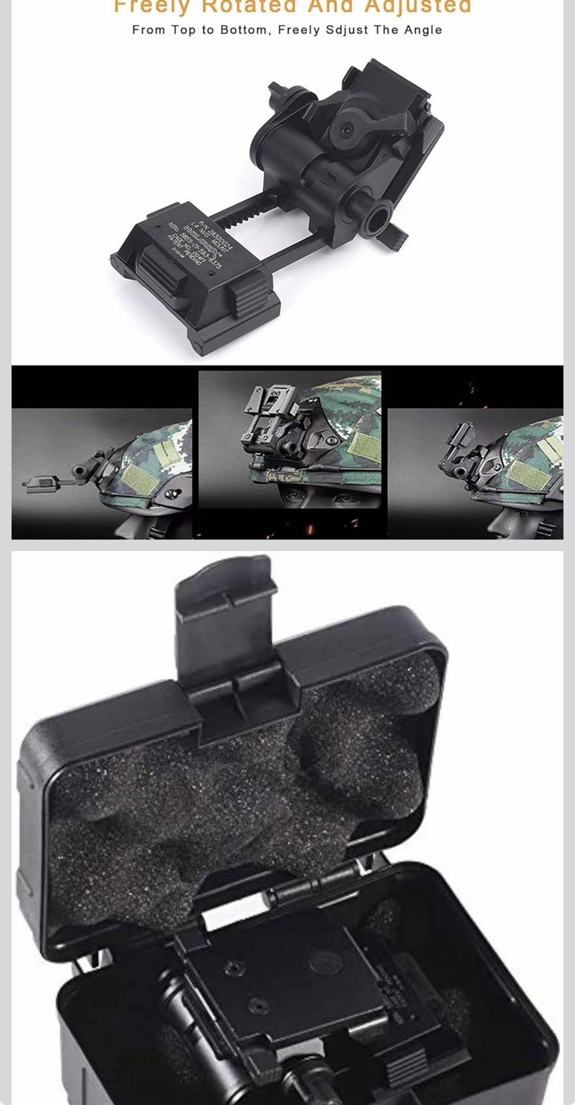 Night Vision Googgles NVG Mount L4G24,Black Metal Helmet Mount CNC PVS
