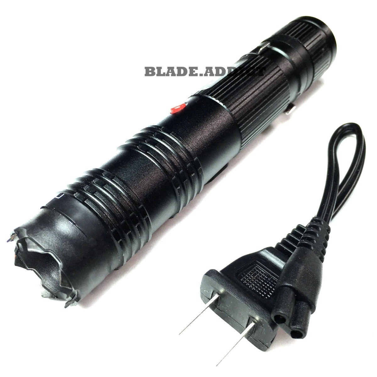 ALL BLACK Metal MILITARY Stun Gun 260 Million Volt Rechargeable LED Flashlight