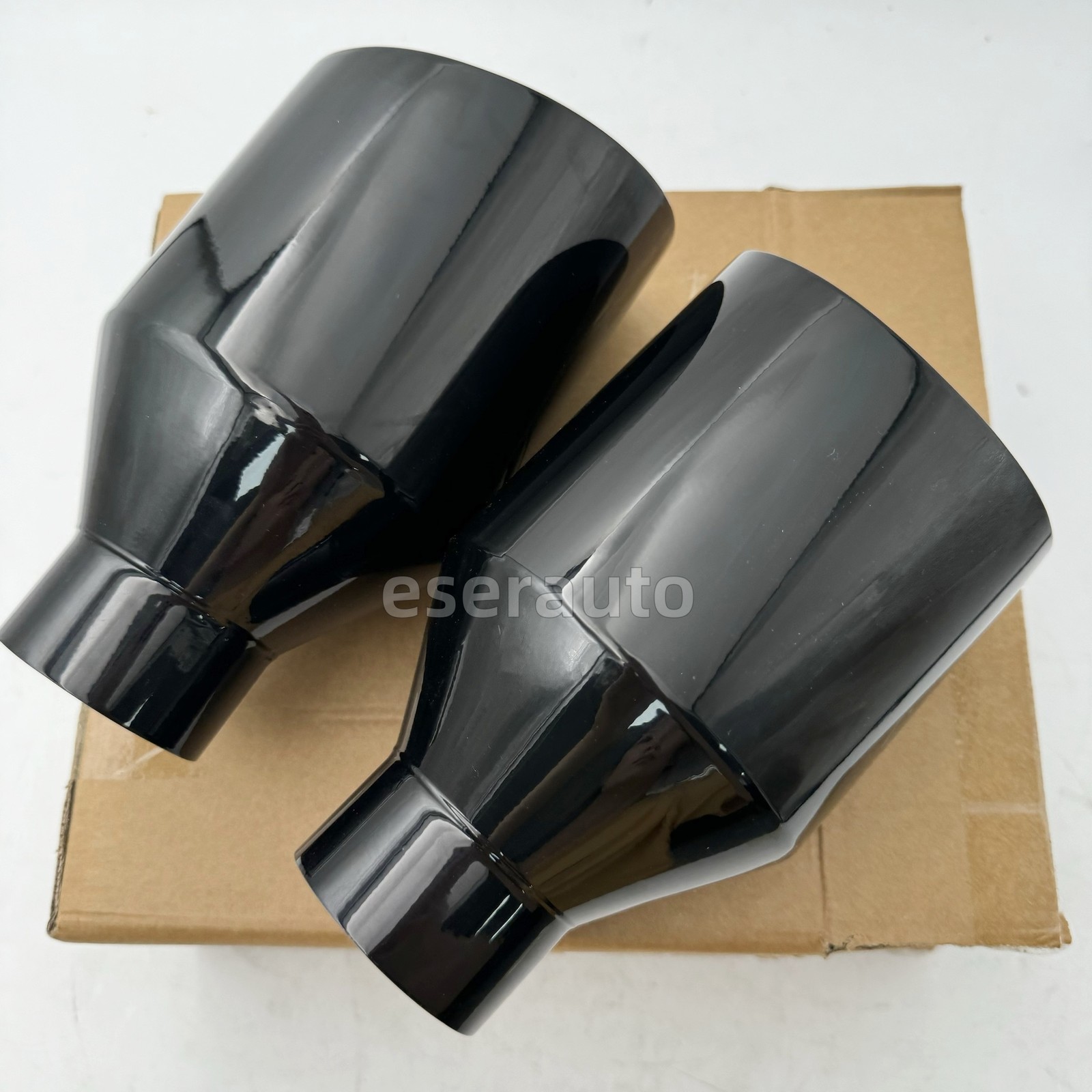 2PCS Dodge RT SRT RAM 5″ Big Black Exhaust Tip 2.5″ Inlet Angle Cut Double Wall