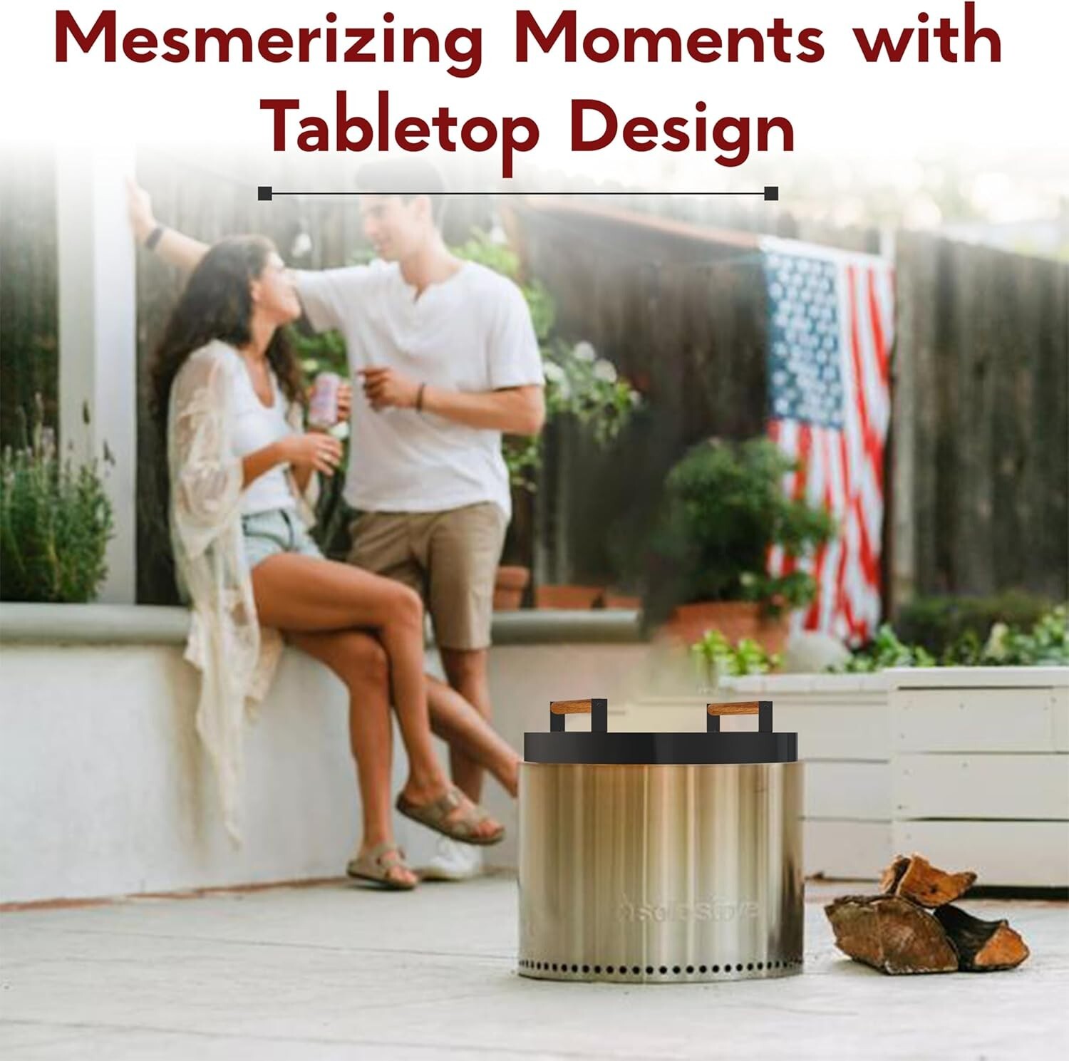 Firepit Snuffer Lid - For Solo Stove Yukon 2.0 & 1.0 - With 2 Wooden Handles