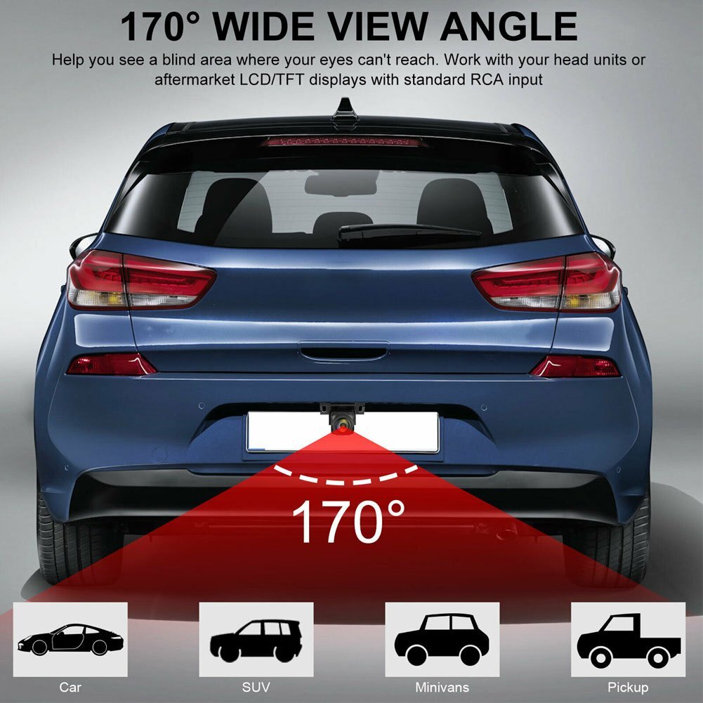 170º Car Rear View Reverse Backup Parking Camera Waterproof Night Vision CMOS US